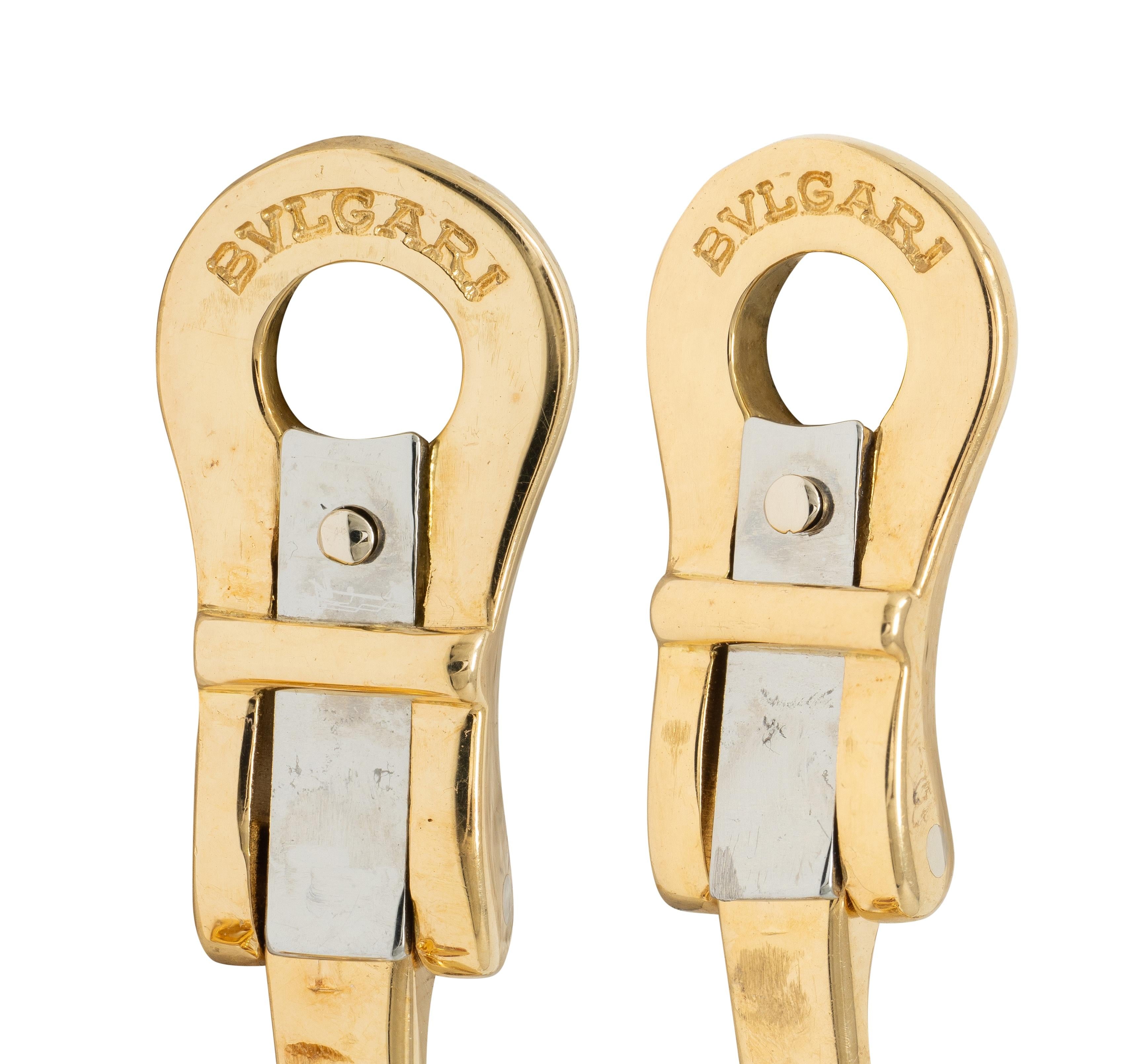 Bulgari Diamond Multi-Gem 18 Karat Yellow Gold Allegra Drop Ear-Clip Earrings