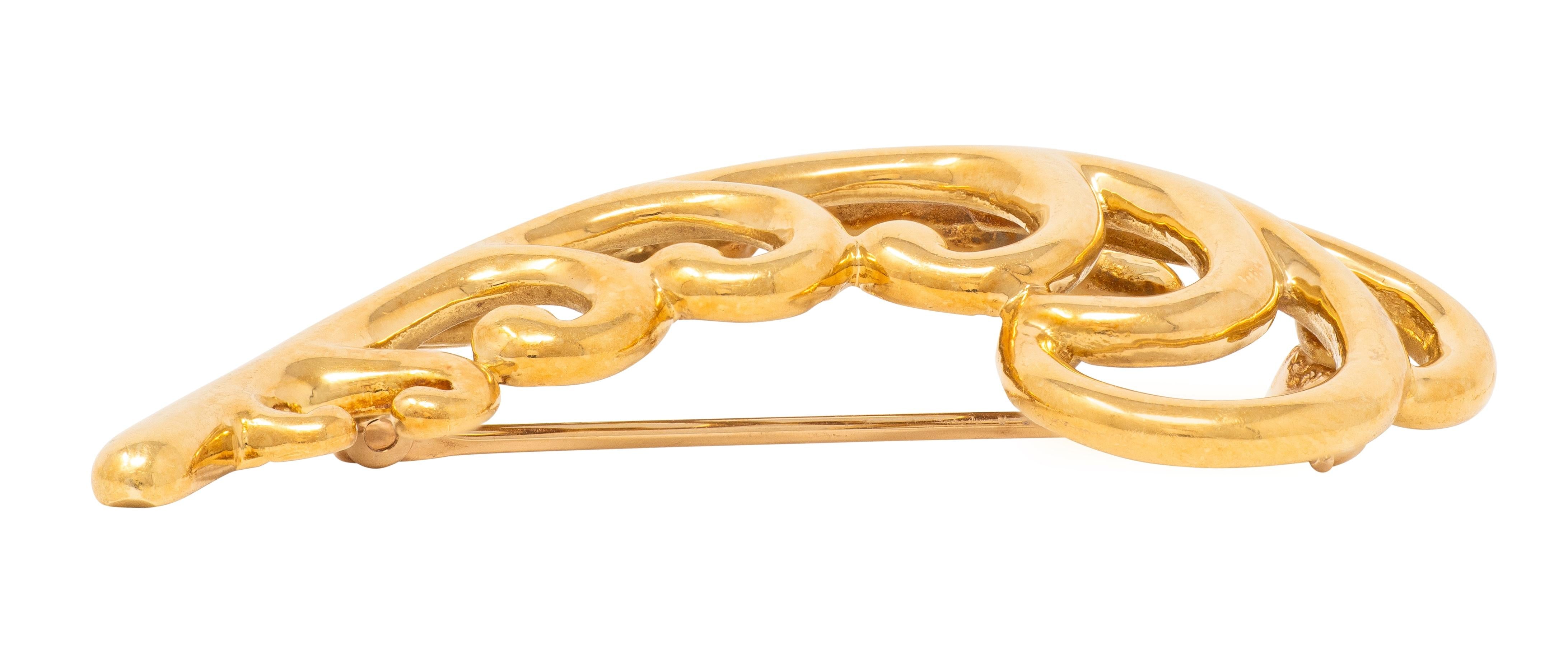 Paloma Picasso Tiffany & Co. 1989 18K Yellow Gold Vintage Feather Plume Brooch