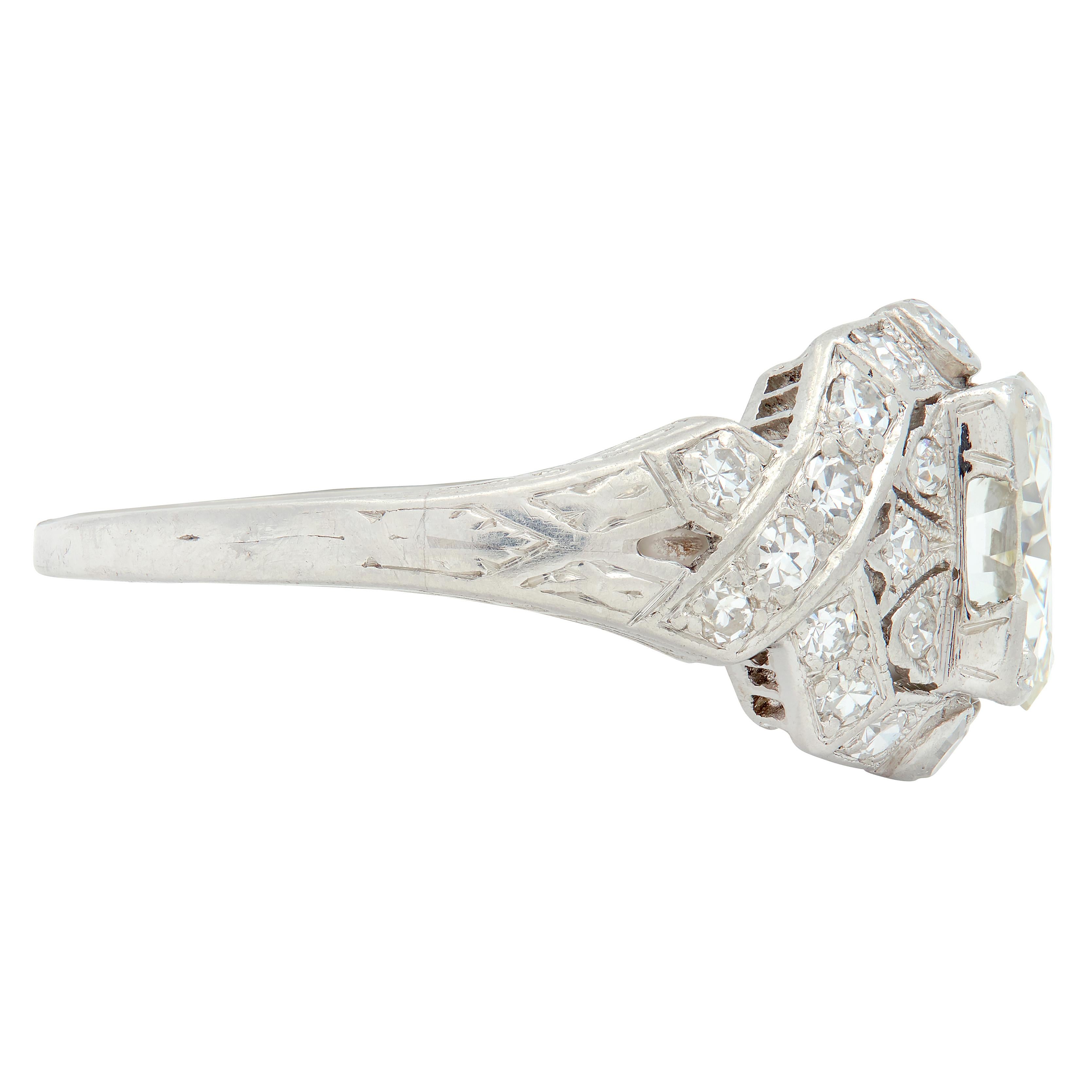 Art Deco 2.05 CTW Diamond Platinum Lily-Of-The Valley Vintage Engagement Ring