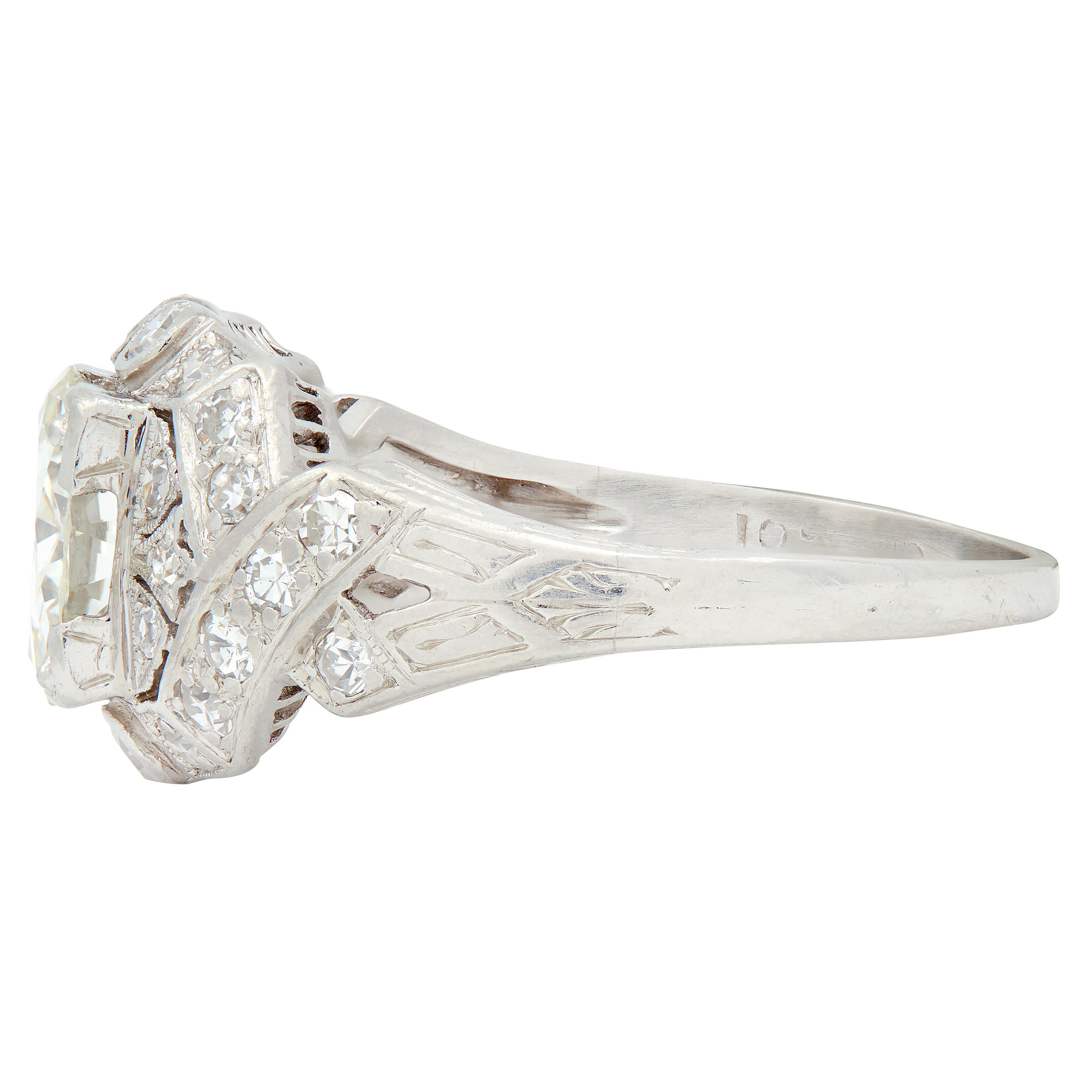 Art Deco 2.05 CTW Diamond Platinum Lily-Of-The Valley Vintage Engagement Ring