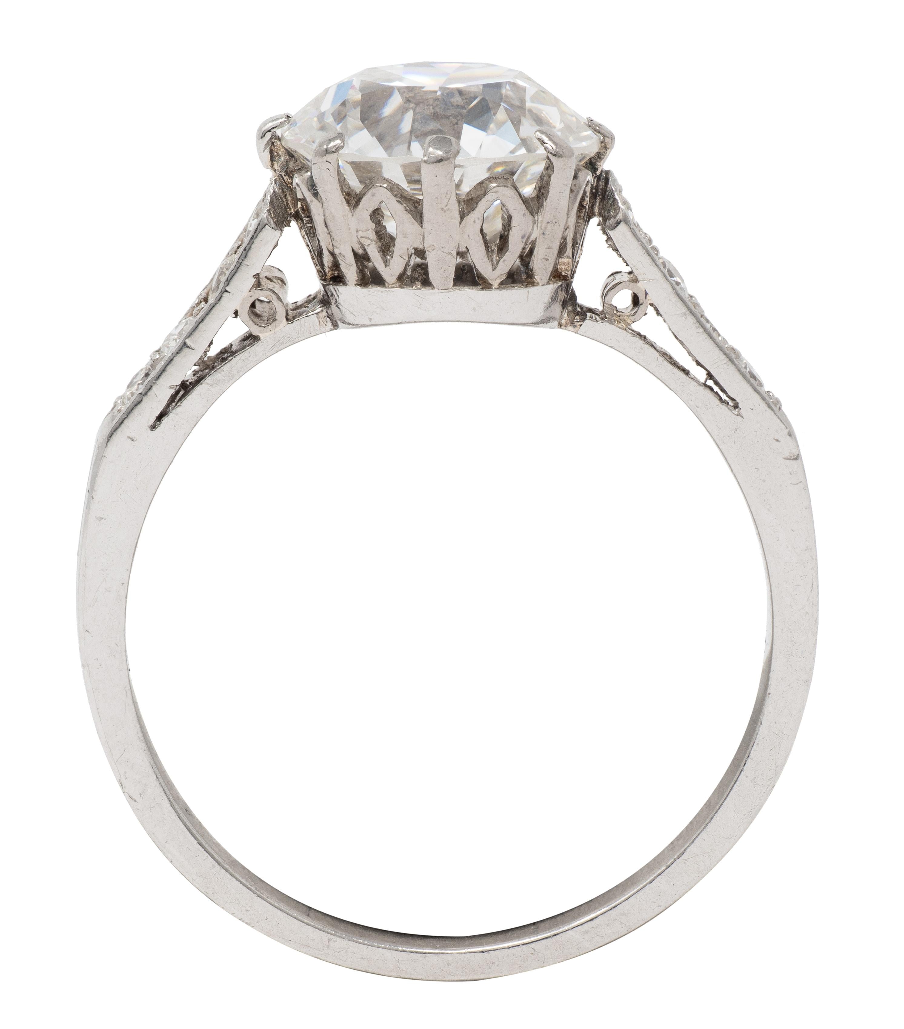 Edwardian 2.68 CTW Old European Cut Diamond Platinum Antique Engagement Ring