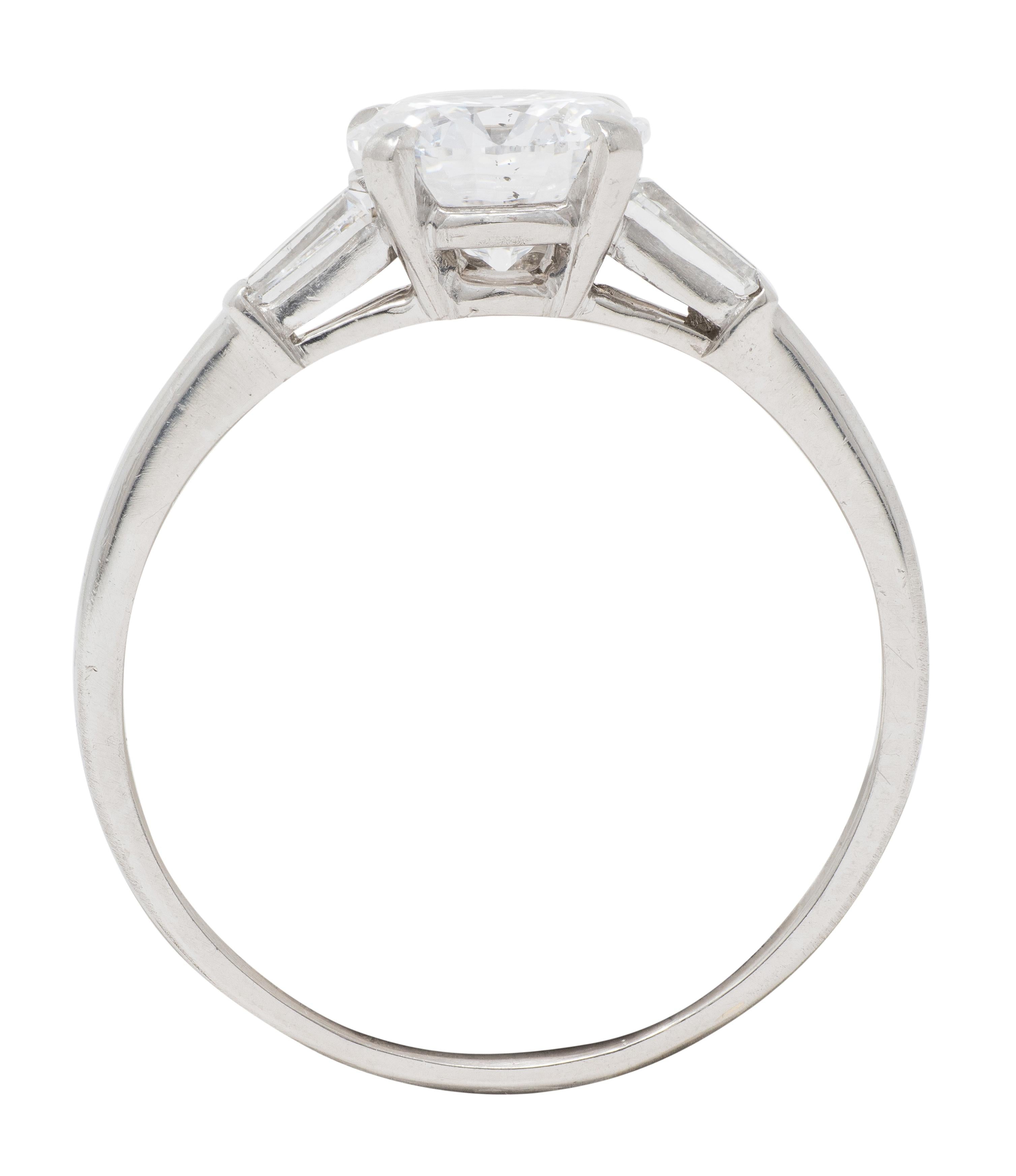 Mid-Century 1.57 CTW Diamond Platinum Vintage Engagement Ring GIA