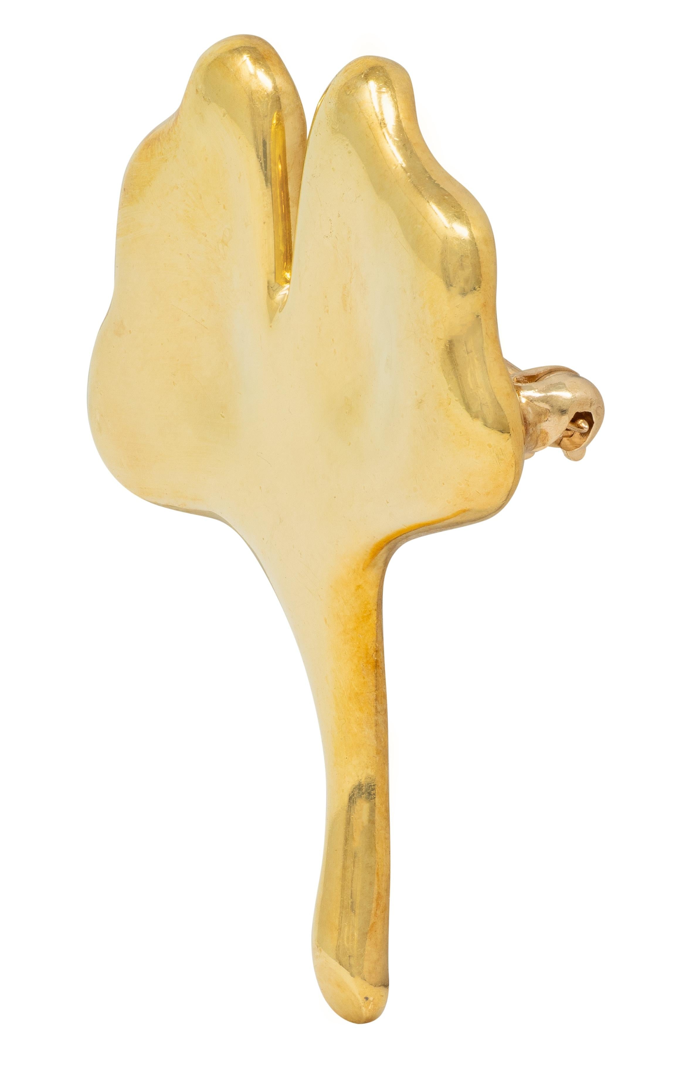 Tiffany & Co. Angela Cummings 1980's 18K Gold Vintage Ginko Leaf Brooch