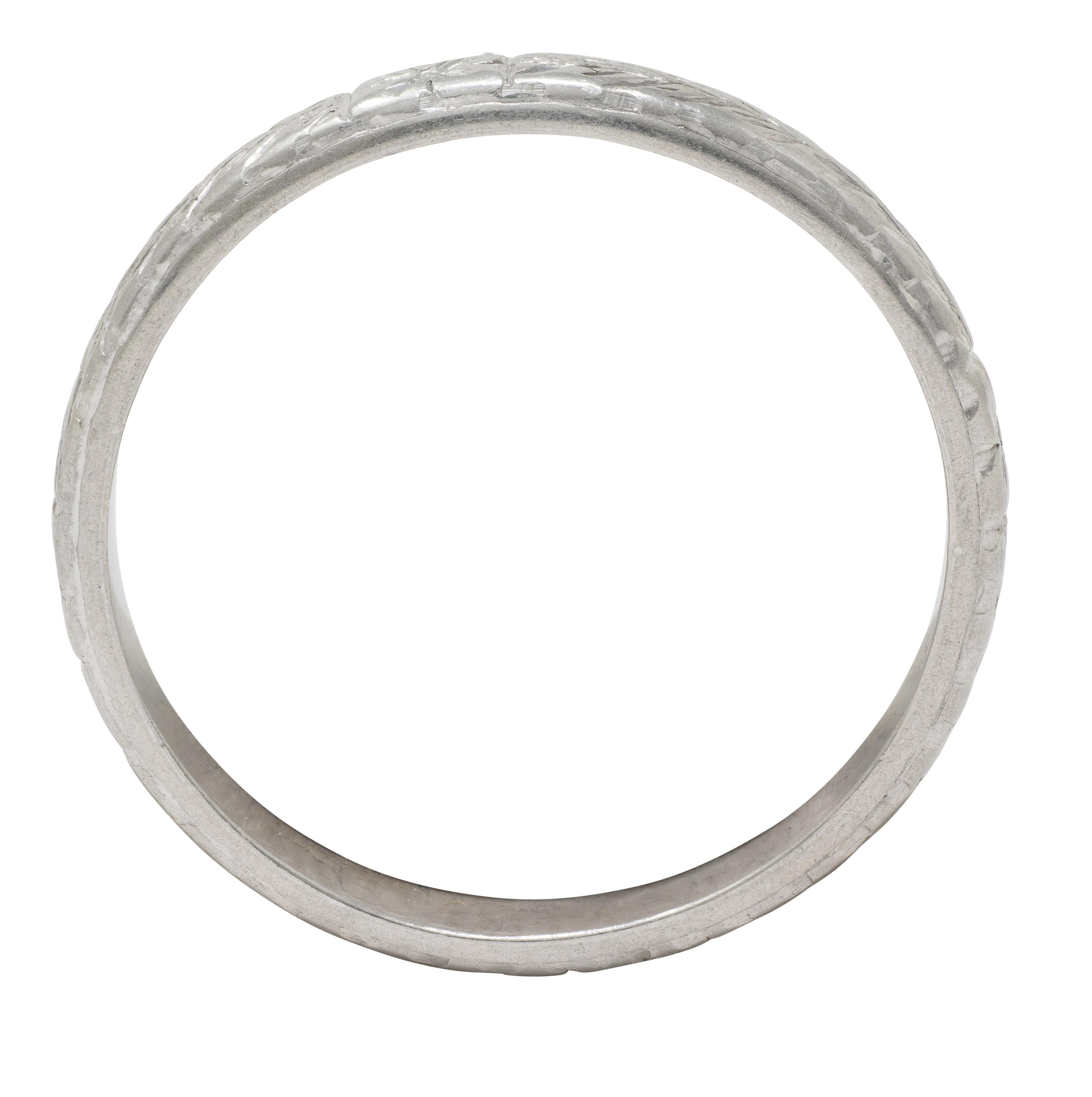 Art Deco Platinum Vintage Orange Blossom Wheat Wedding Band Ring