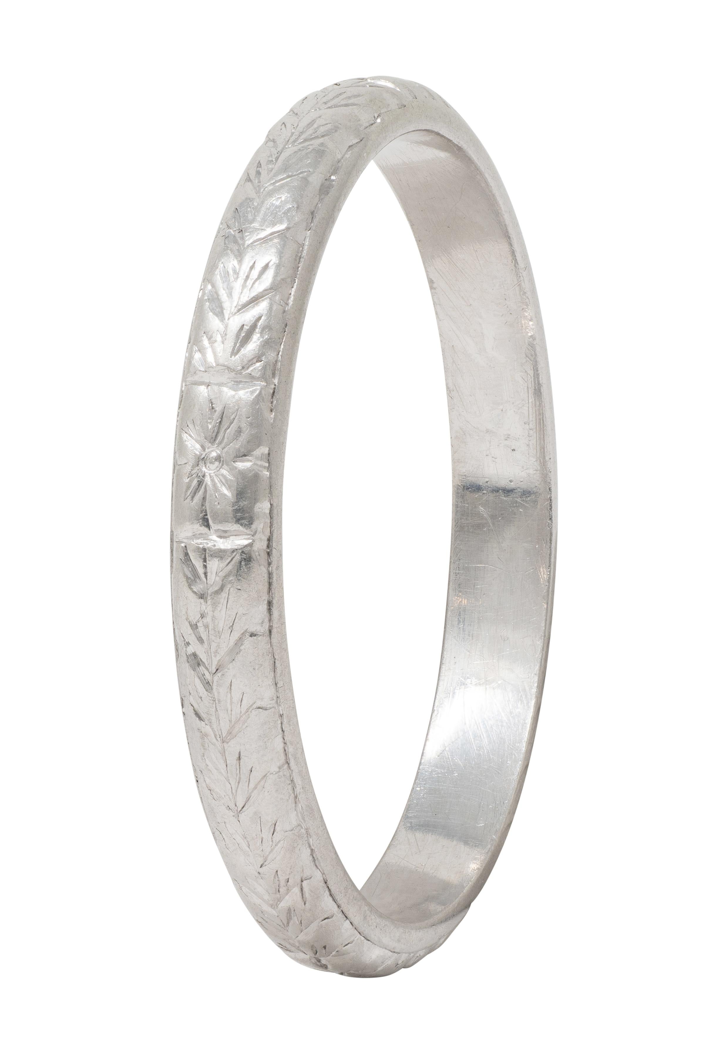 Art Deco Platinum Vintage Orange Blossom Wheat Wedding Band Ring