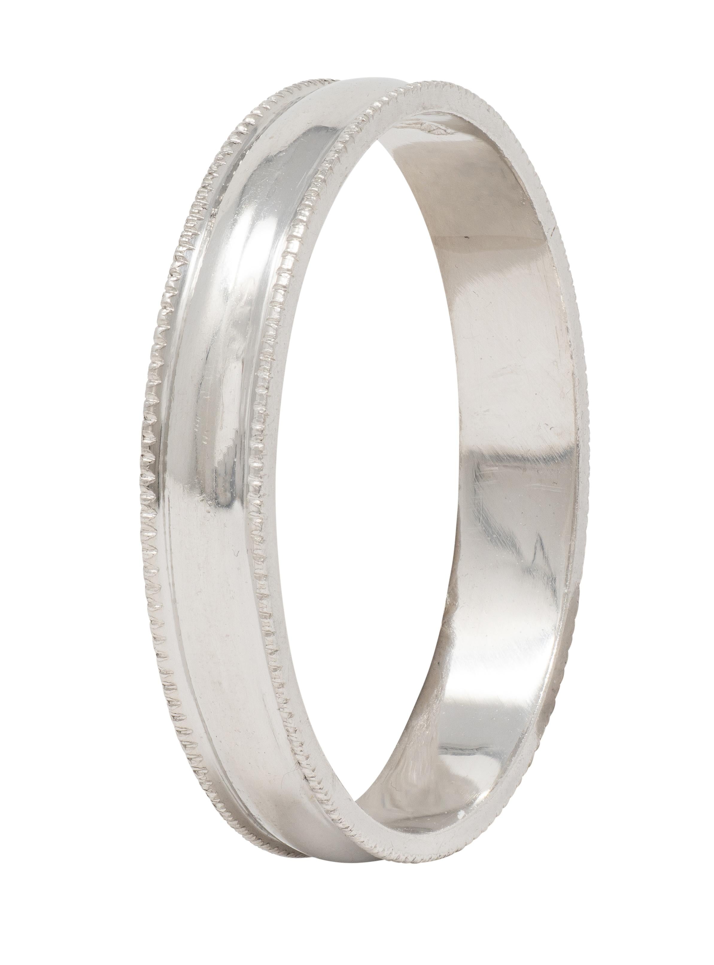Retro Platinum Vintage Milgrain Wedding Band Ring