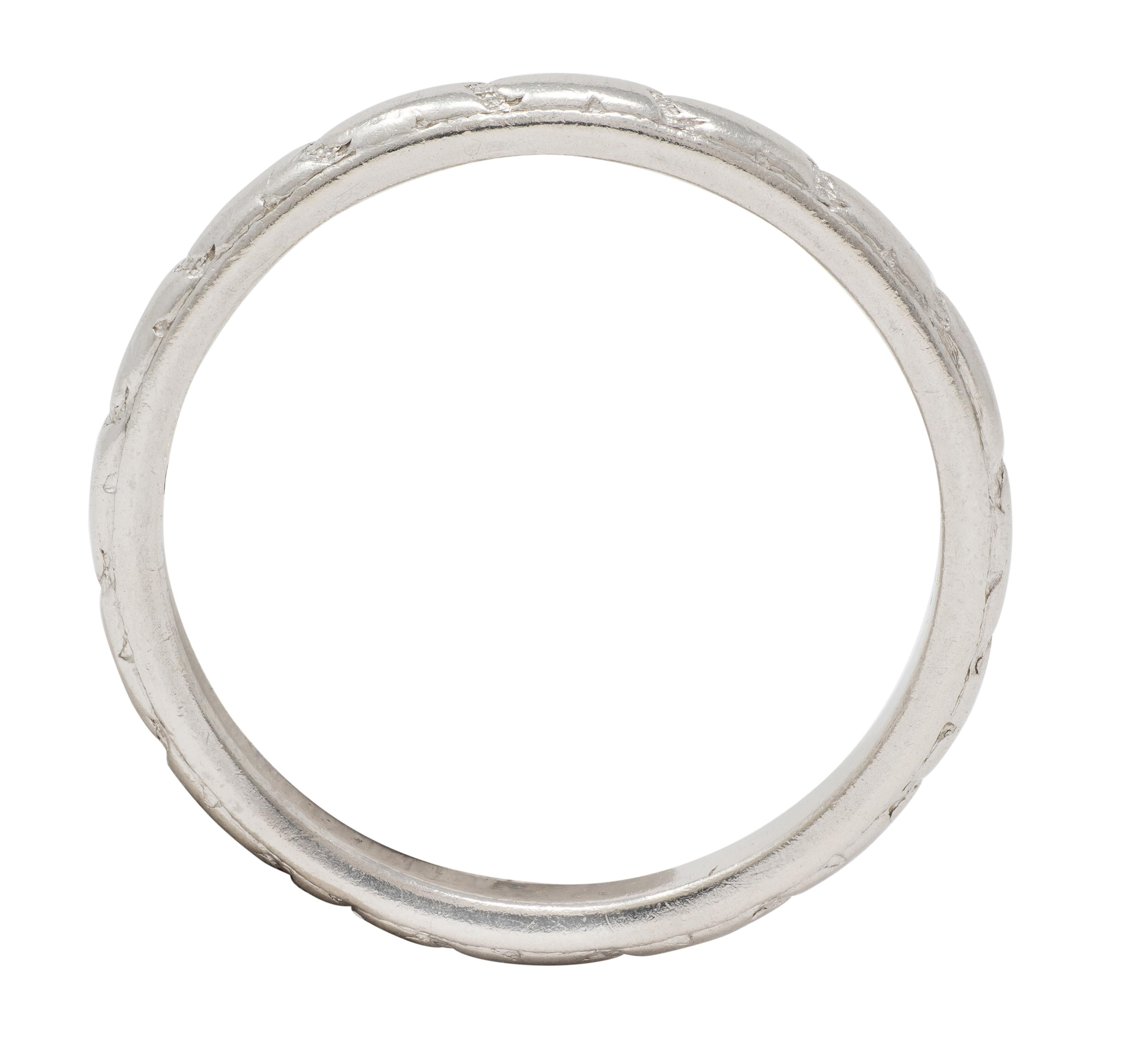 1920 Art Deco Platinum Foliate Antique Wedding Band Ring