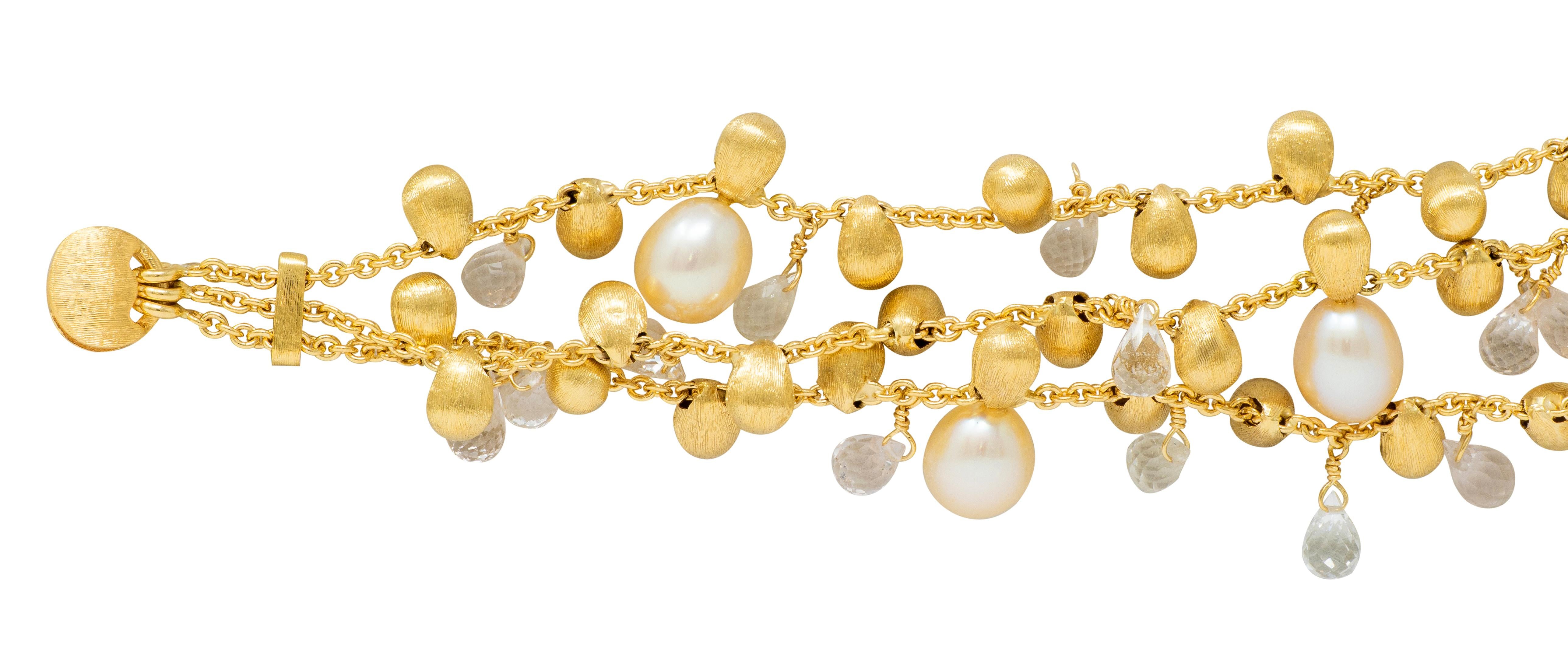 Marco Bicego 18 Karat Yellow Gold Pearl Quartz Multi-Strand Bracelet