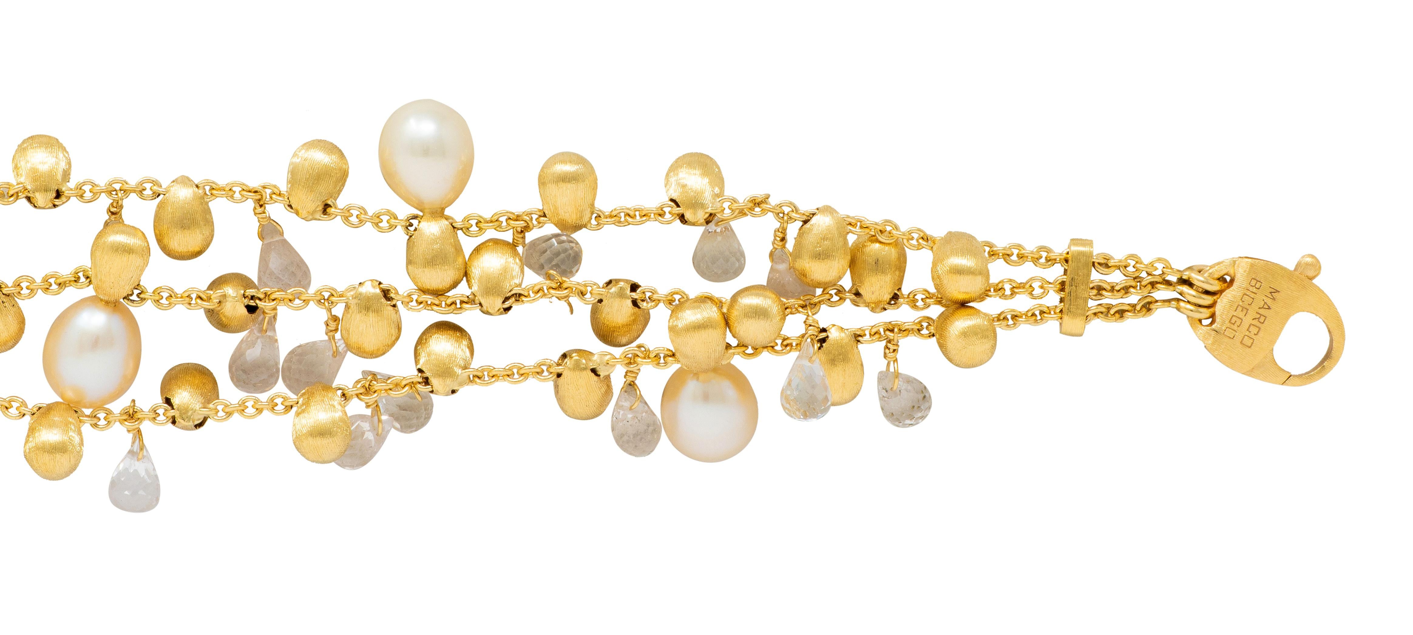 Marco Bicego 18 Karat Yellow Gold Pearl Quartz Multi-Strand Bracelet