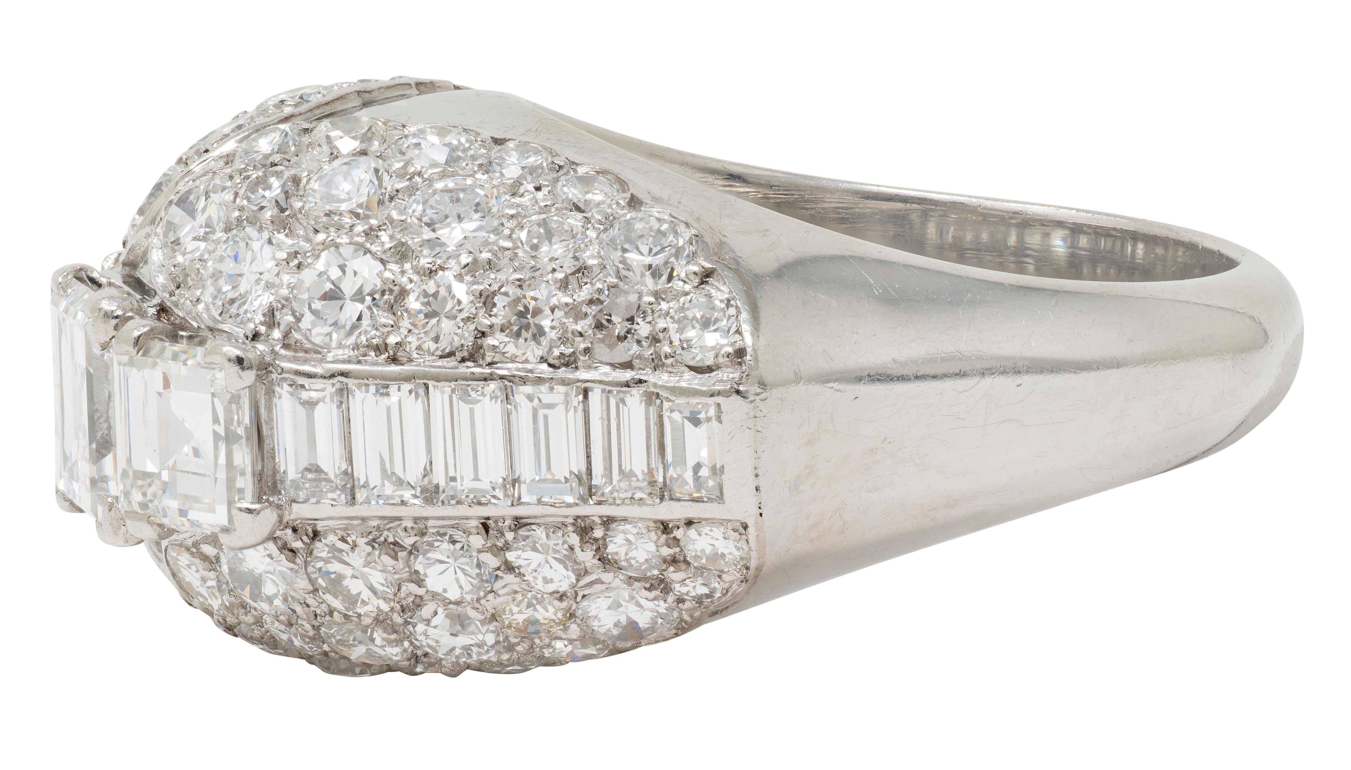 Cartier Paris Art Deco Diamond Platinum Vintage 1930's French Bombé Ring