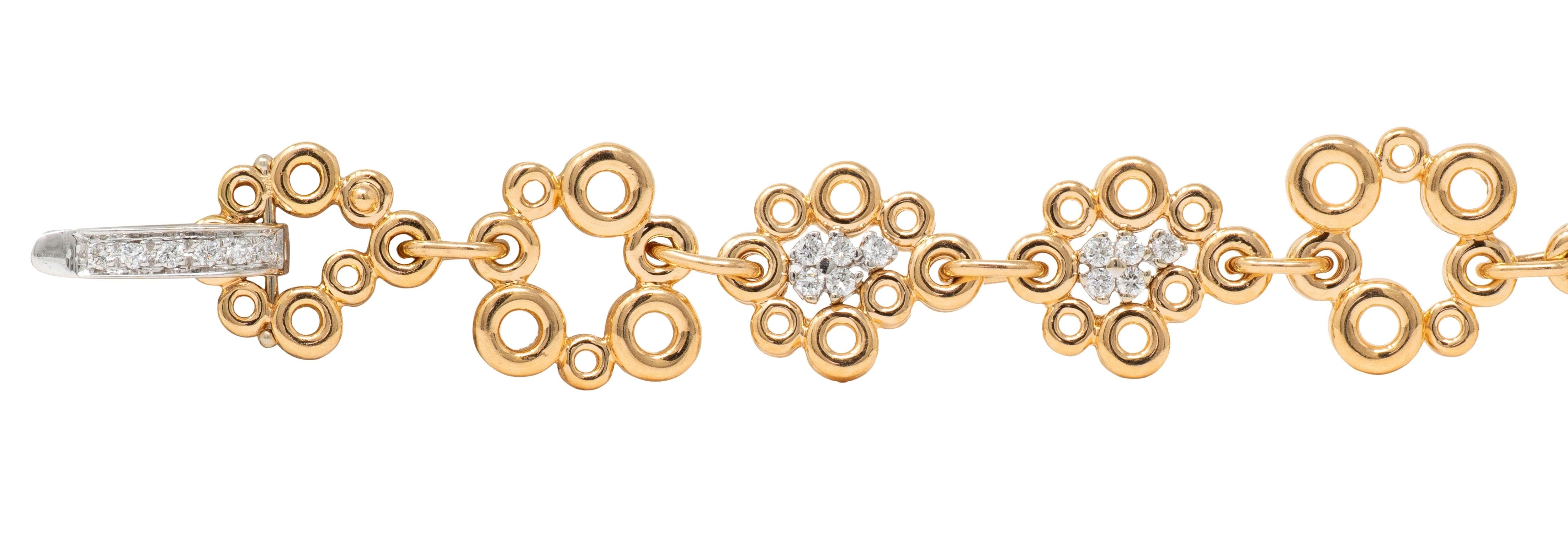 Roberto Coin Diamond 18 Karat Yellow Two-Tone Gold Bubble Bracelet