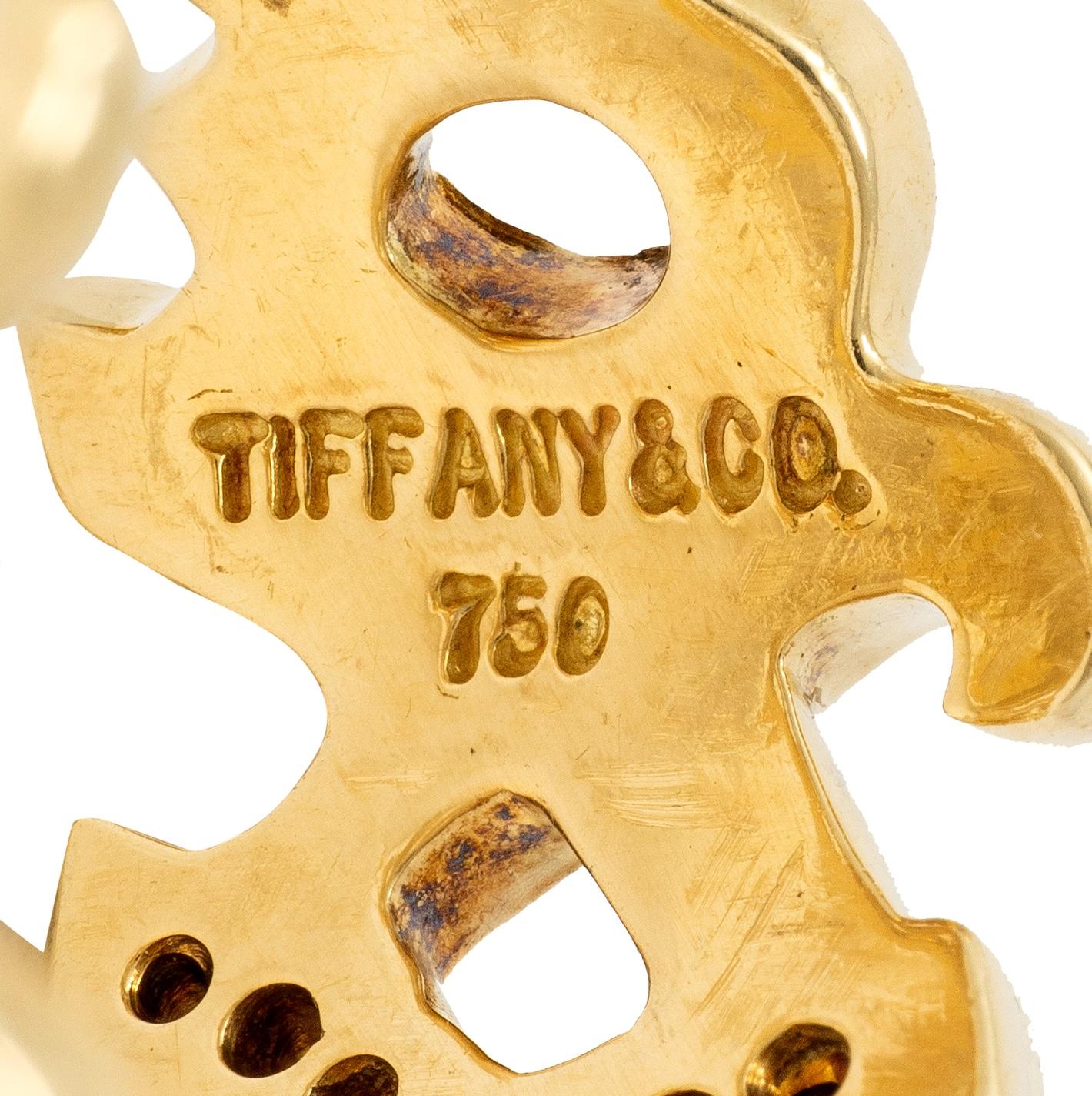 Tiffany & Co. Paloma Picasso 1980's Diamond 18 K Vintage Graffiti XO Band Ring