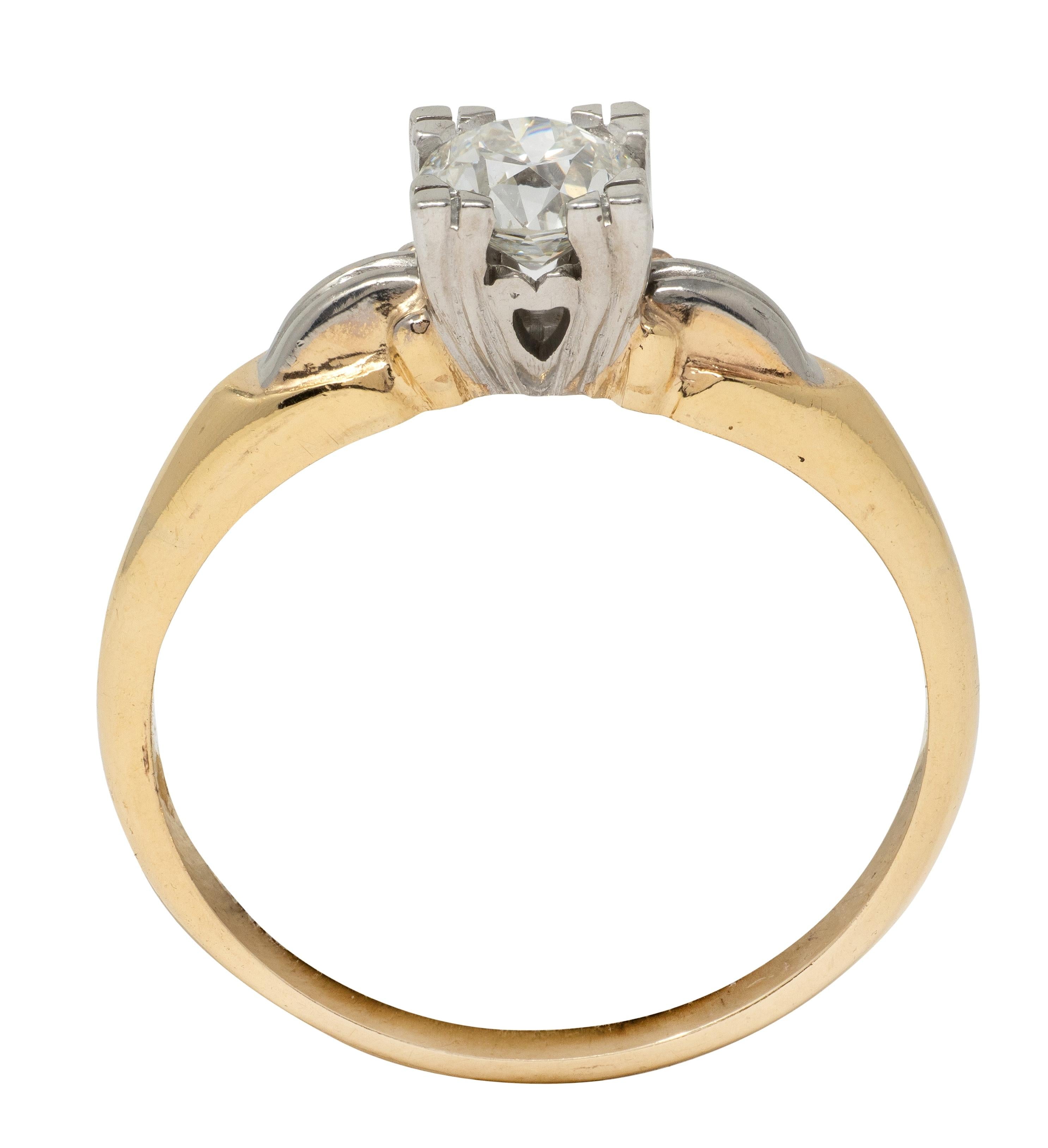 Retro 0.43 CT Diamond 14 Karat Gold Vintage Heart Solitaire Engagement Ring