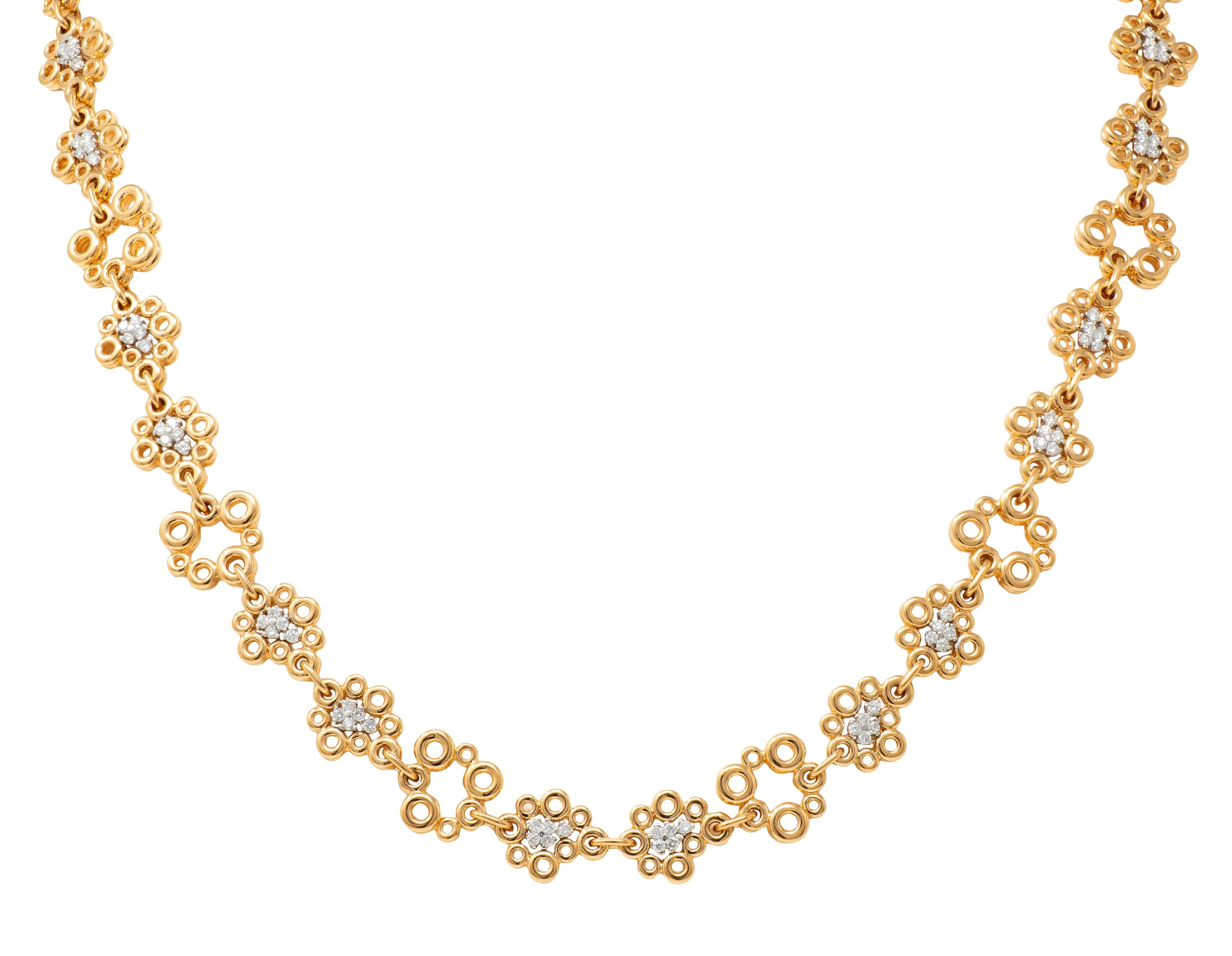Roberto Coin Diamond 18 Karat Two-Tone Gold Bubble Necklace