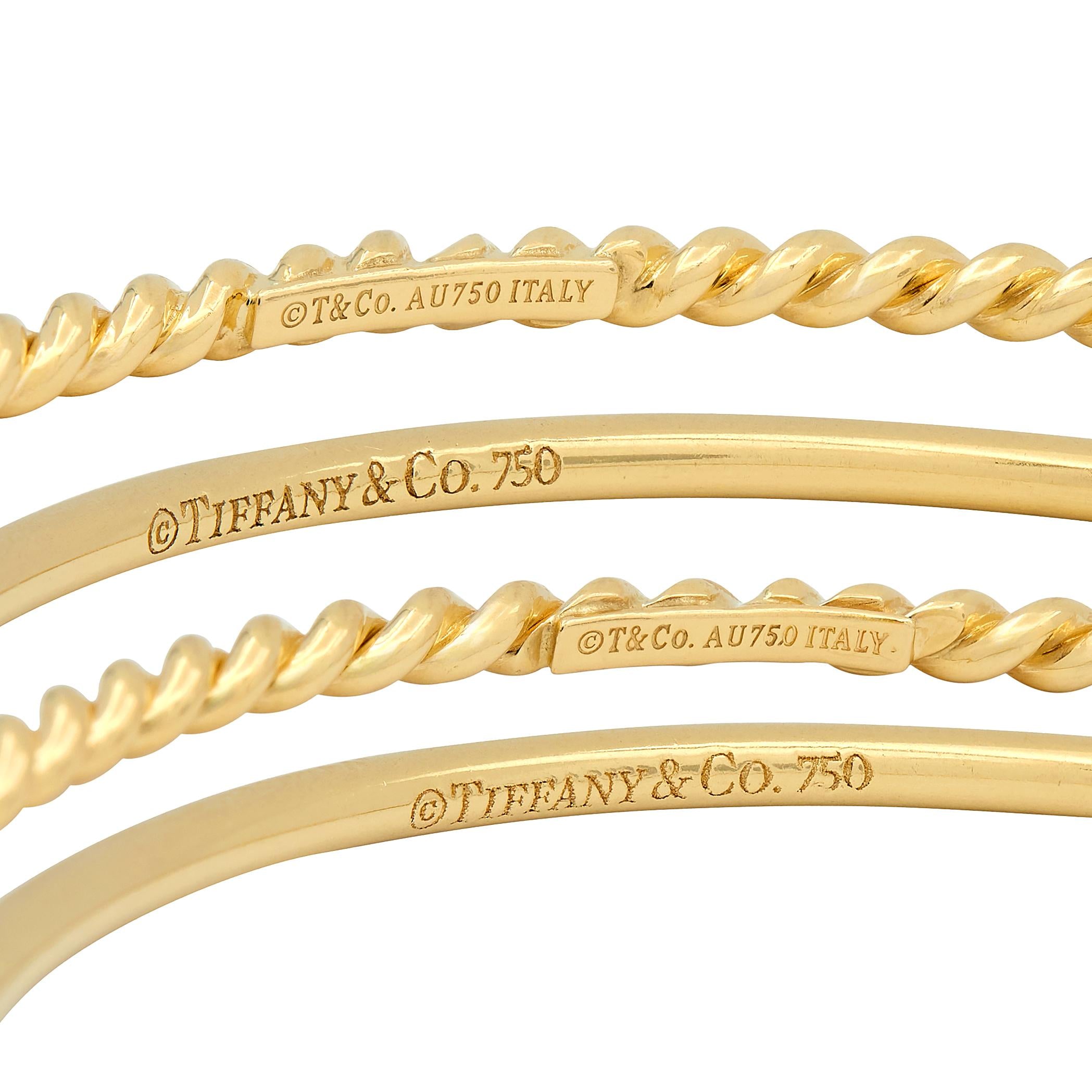 Tiffany & Co. 2000's 18 Karat Yellow Gold Set Of Bangle Bracelets