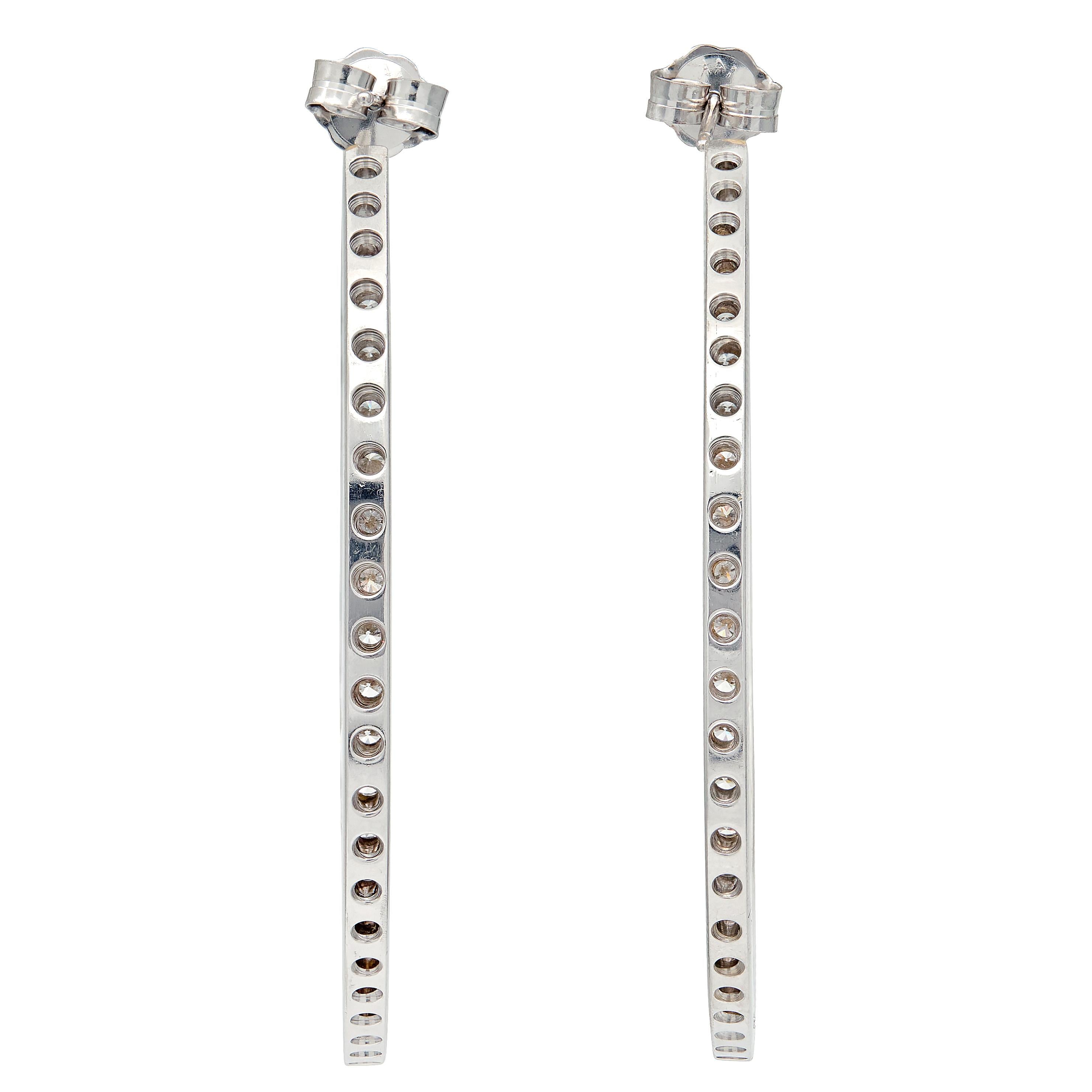 Contemporary 3.60 CTW Diamond 18 Karat White Gold Inside-Oustide Hoop Earrings