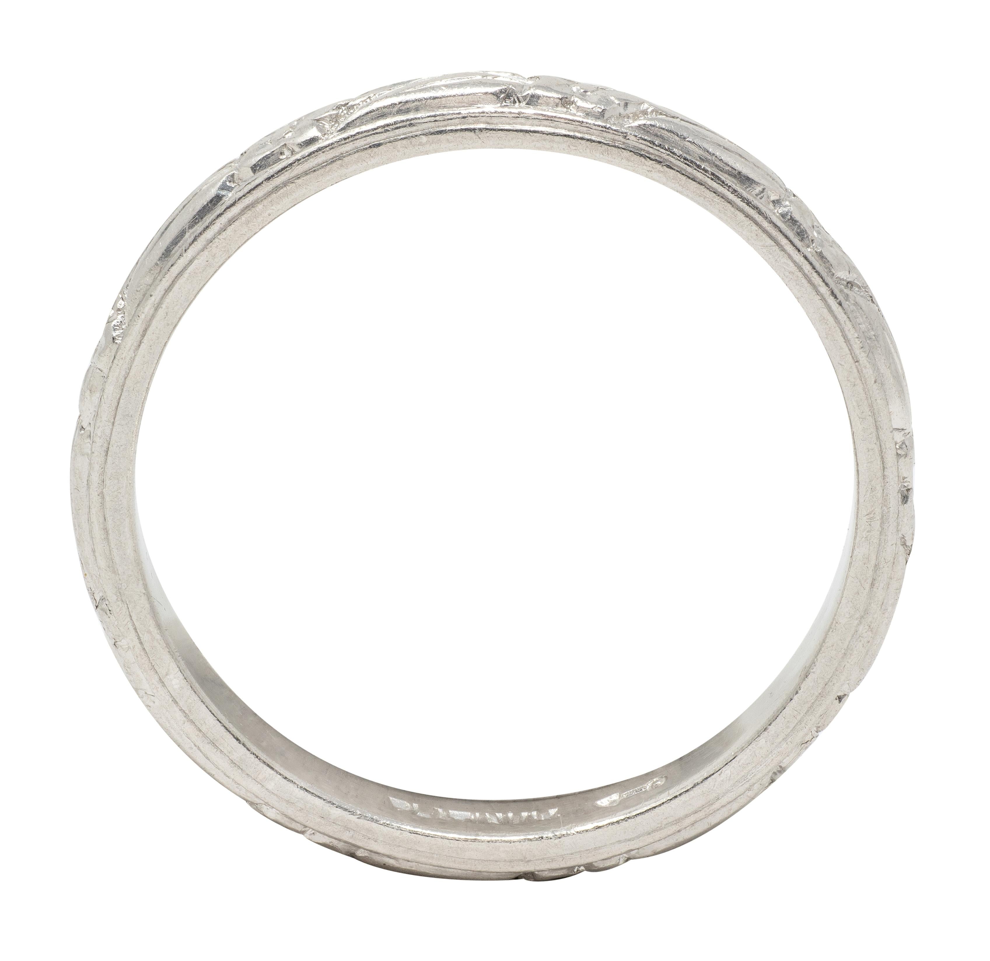 Art Deco Platinum Vintage Orange Blossom Floral Wedding Band Ring