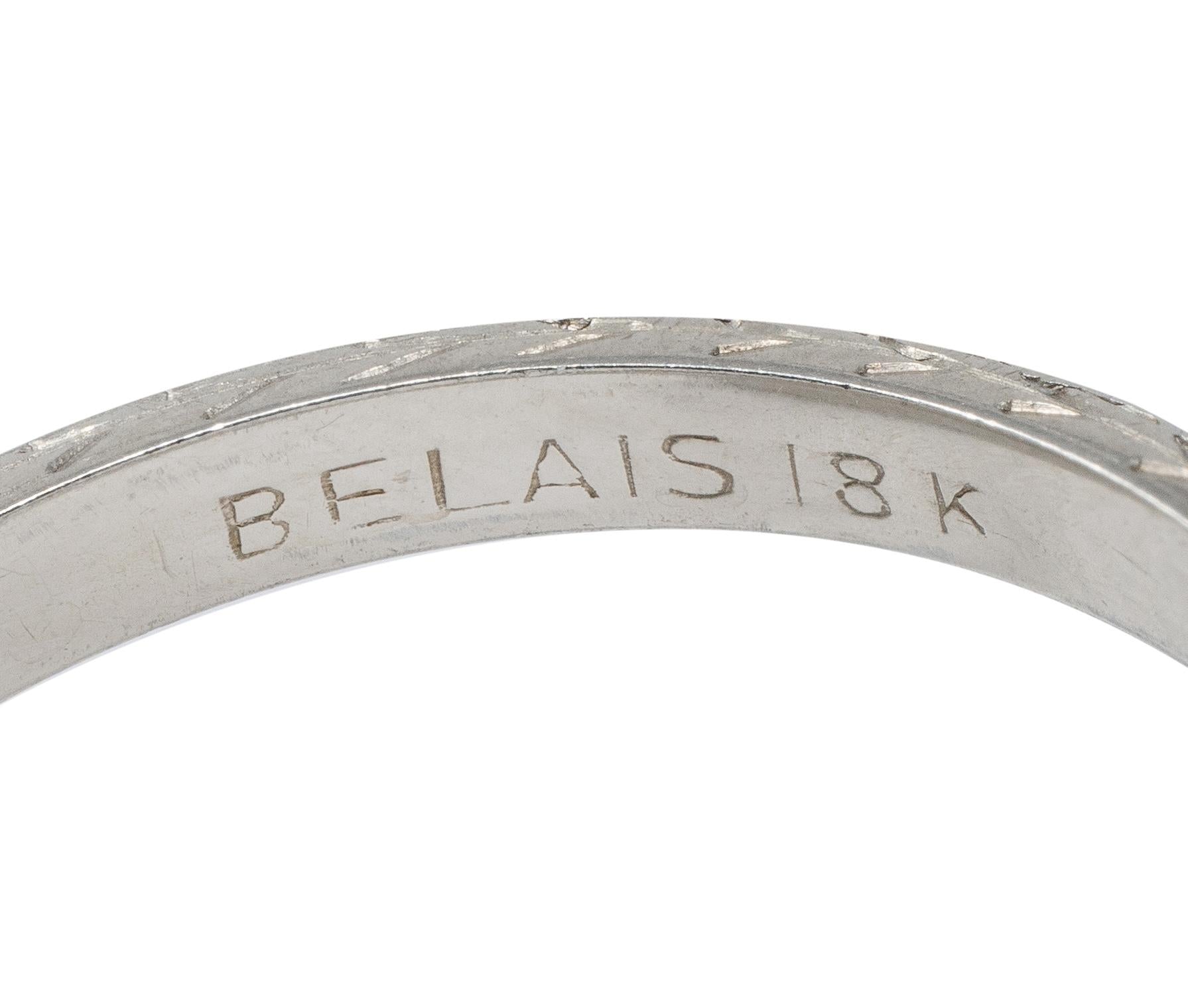 Belais Art Deco 18 Karat White Gold Vintage Wheat Wedding Band Ring