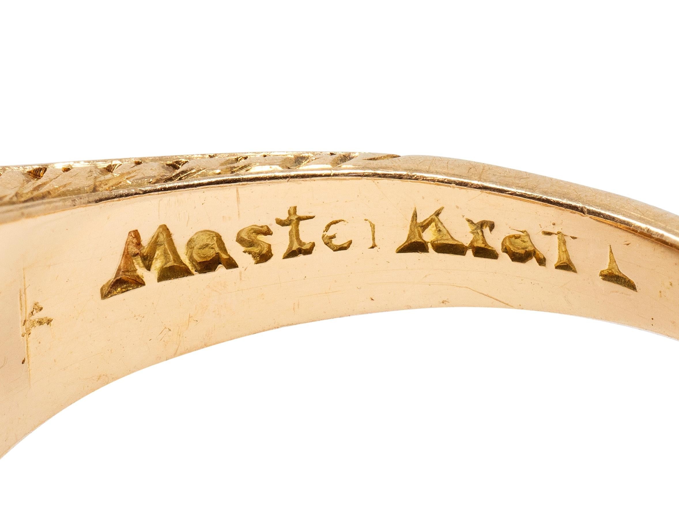 Art Deco Old European Cut Diamond 18K Gold Vintage Foliate Engagement Ring