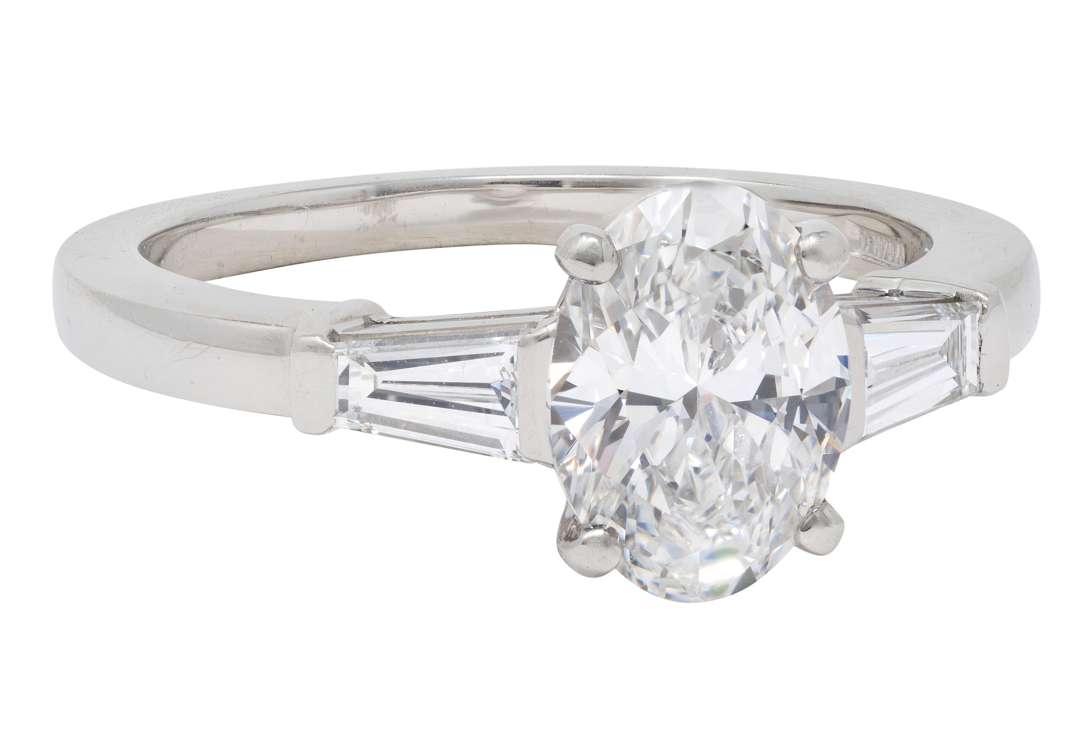 Bulgari 1.36 CTW Oval Cut Diamond Platinum Contemporary Engagement Ring GIA