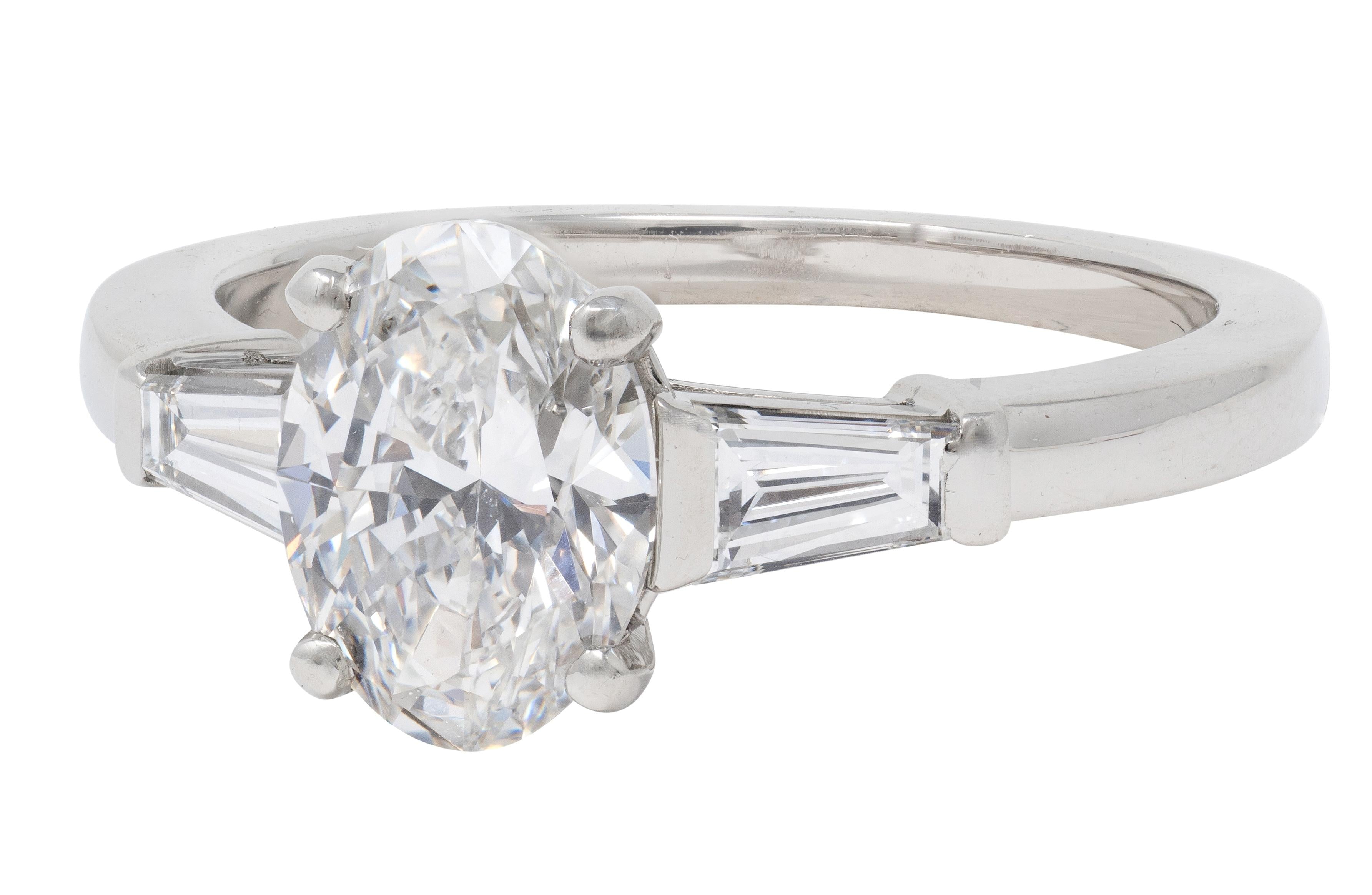 Bulgari 1.36 CTW Oval Cut Diamond Platinum Contemporary Engagement Ring GIA