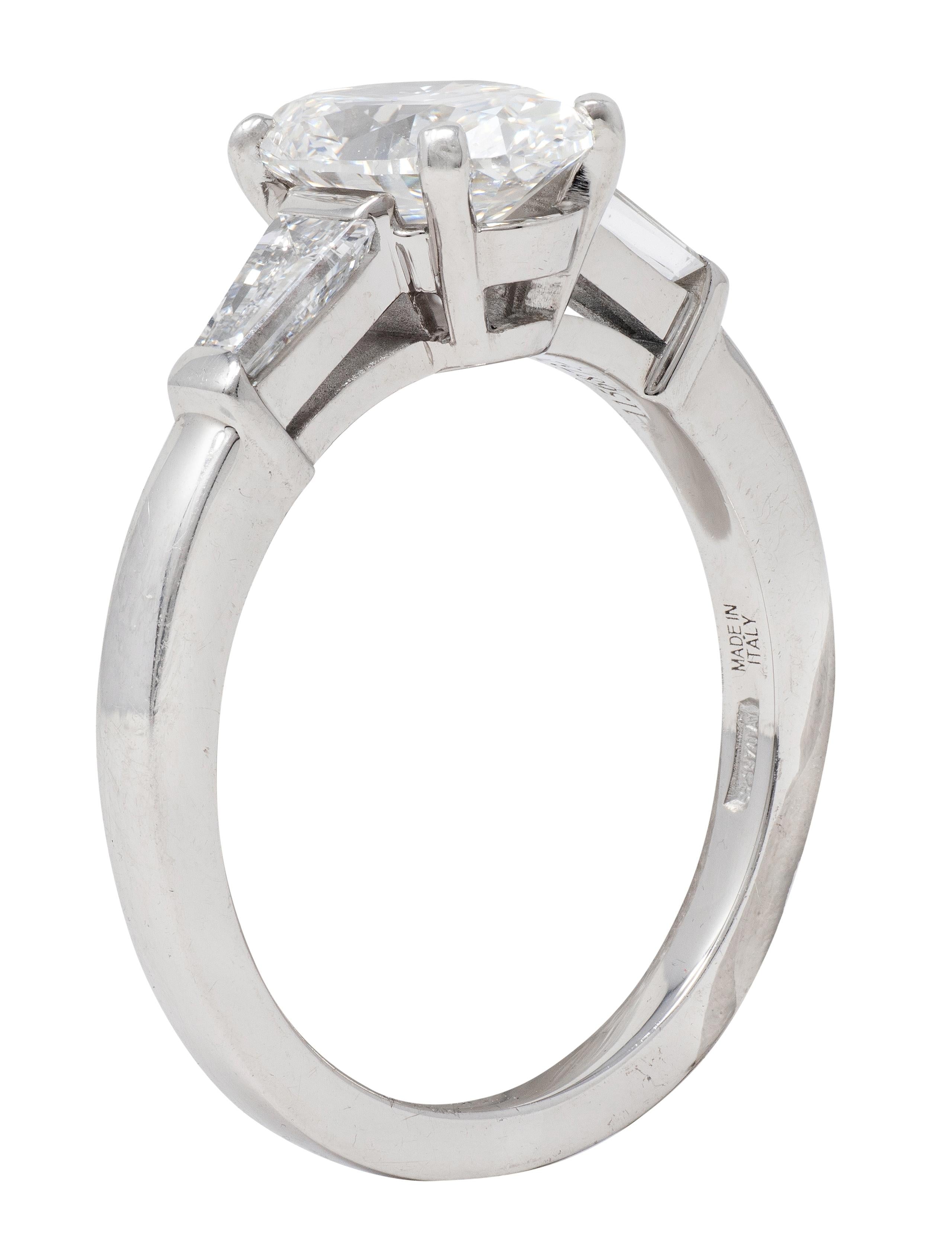 Bulgari 1.36 CTW Oval Cut Diamond Platinum Contemporary Engagement Ring GIA