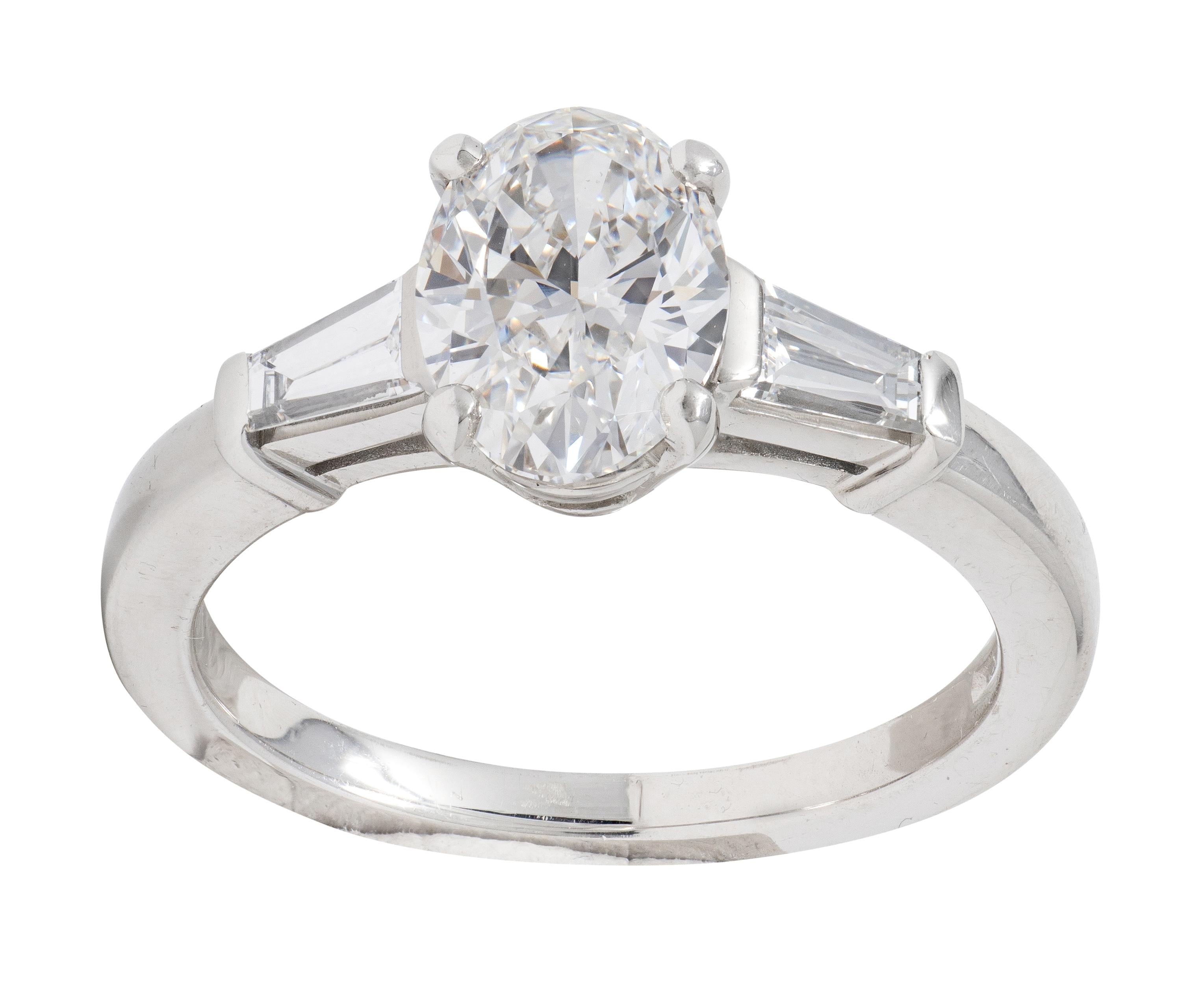 Bulgari 1.36 CTW Oval Cut Diamond Platinum Contemporary Engagement Ring GIA