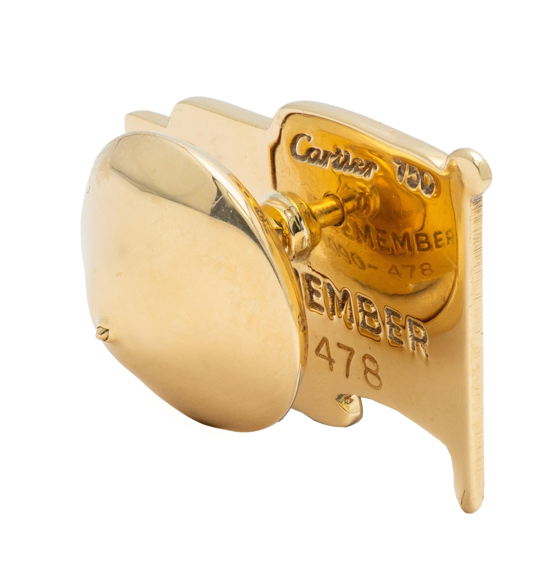 Cartier 9/11 Enamel 18K Yellow Gold Vintage American Flag Memorial Pin Brooch