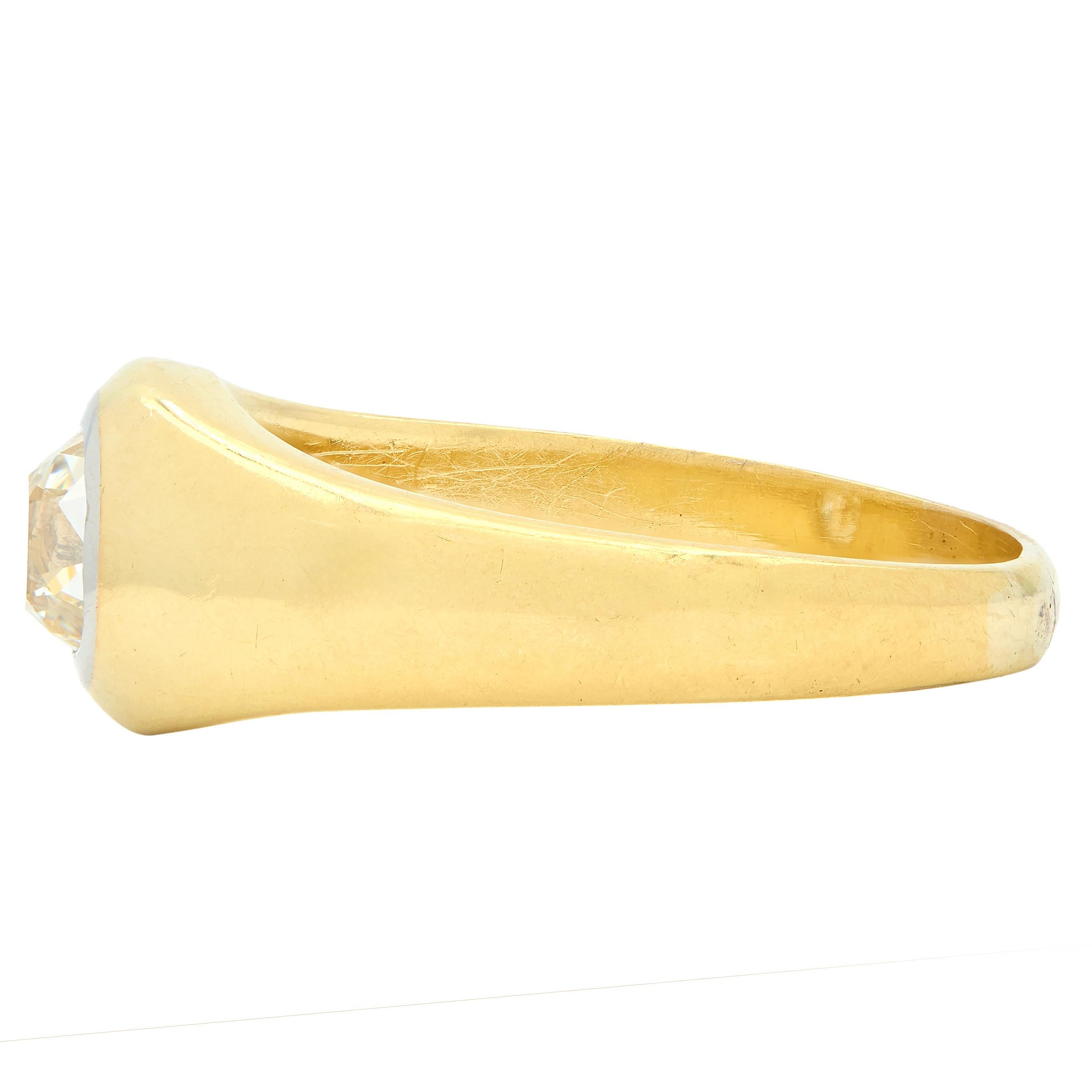 Early Art Deco 1.35 CT Old Mine Cut Diamond 18K Yellow Gold Antique Gypsy Ring