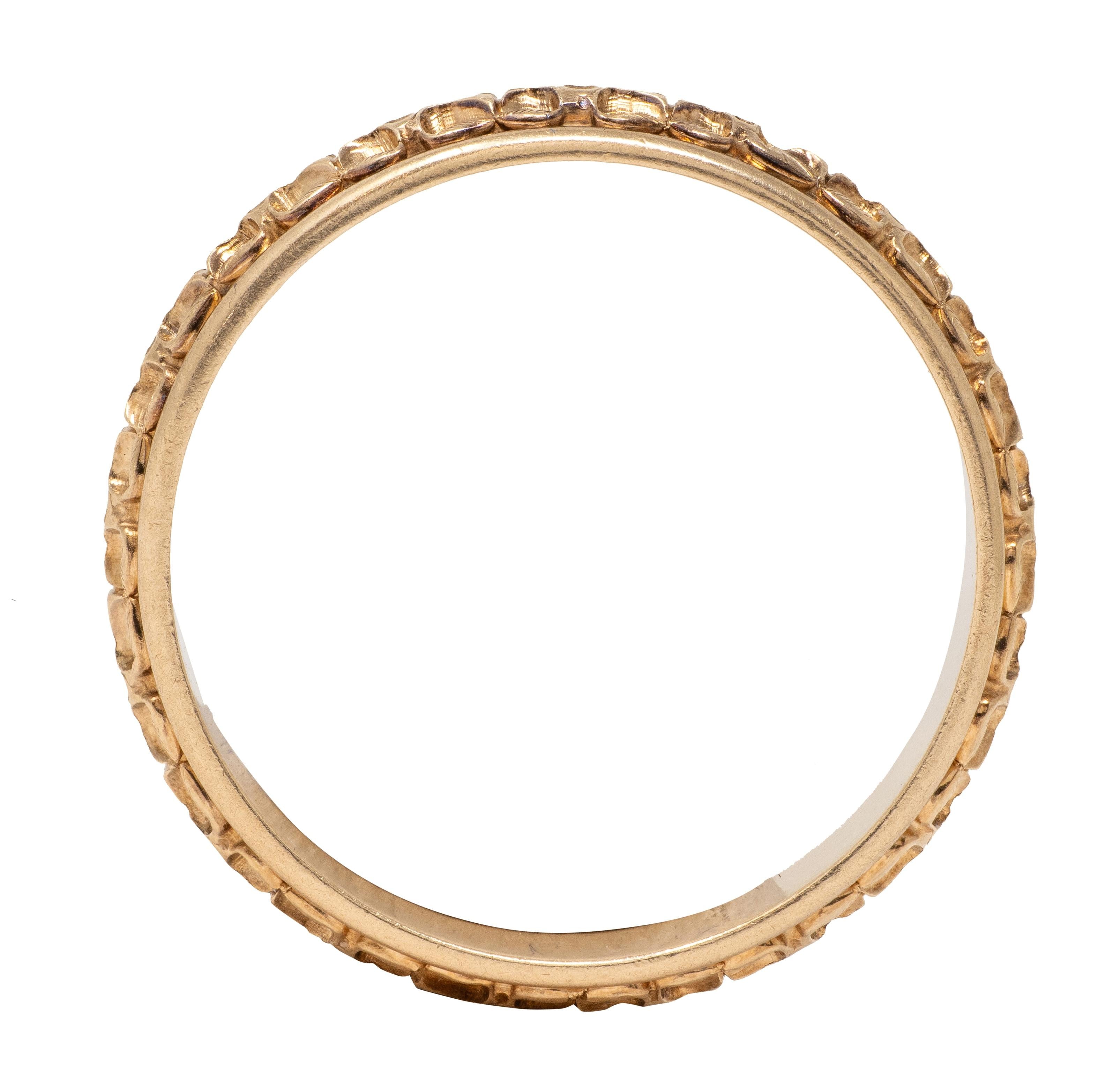 Art Deco 14 Karat Yellow Gold Vintage Orange Blossom Wedding Band Ring