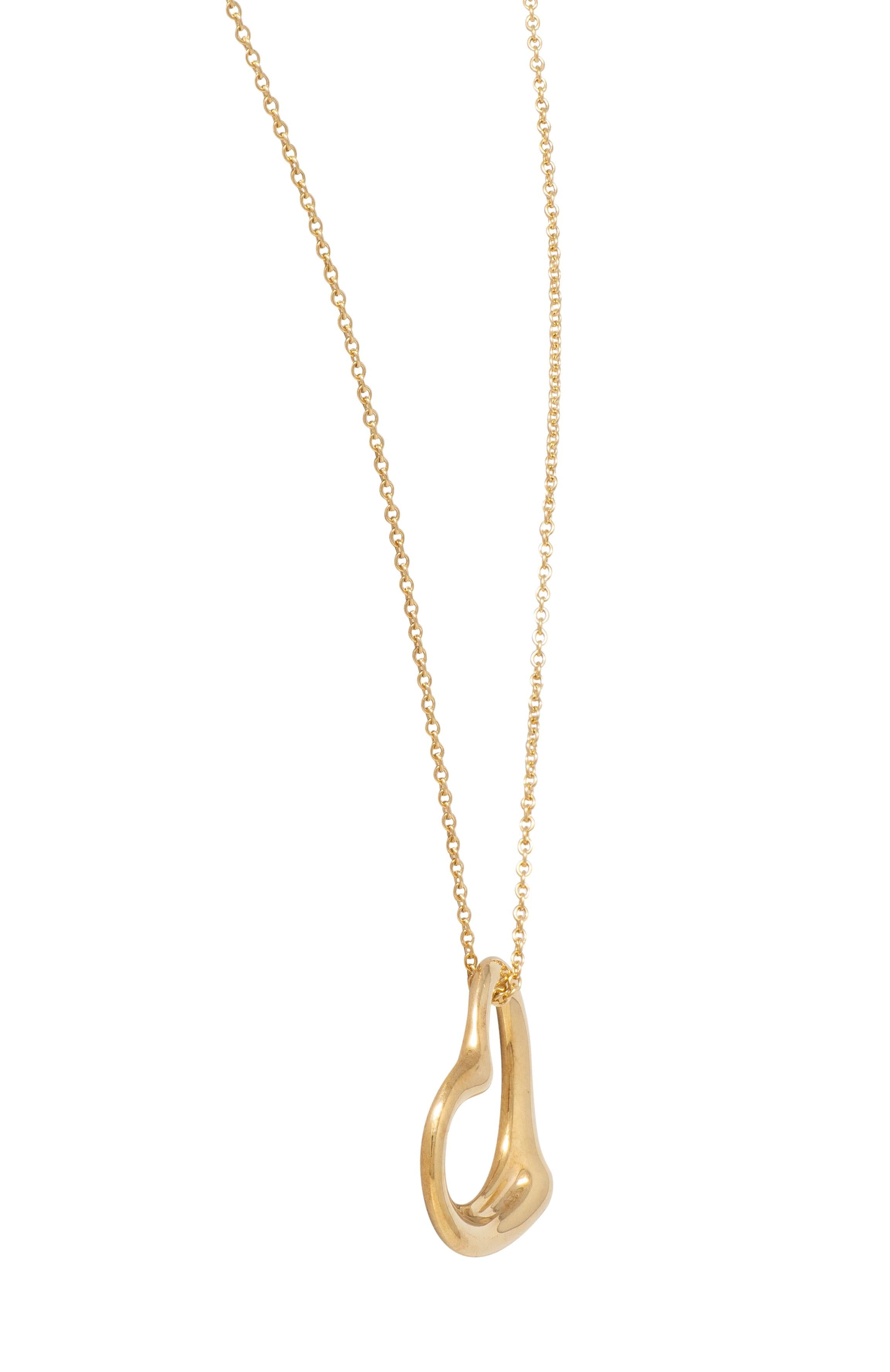 Tiffany & Co. Elsa Peretti 18 Karat Yellow Gold Open Heart Pendant Necklace