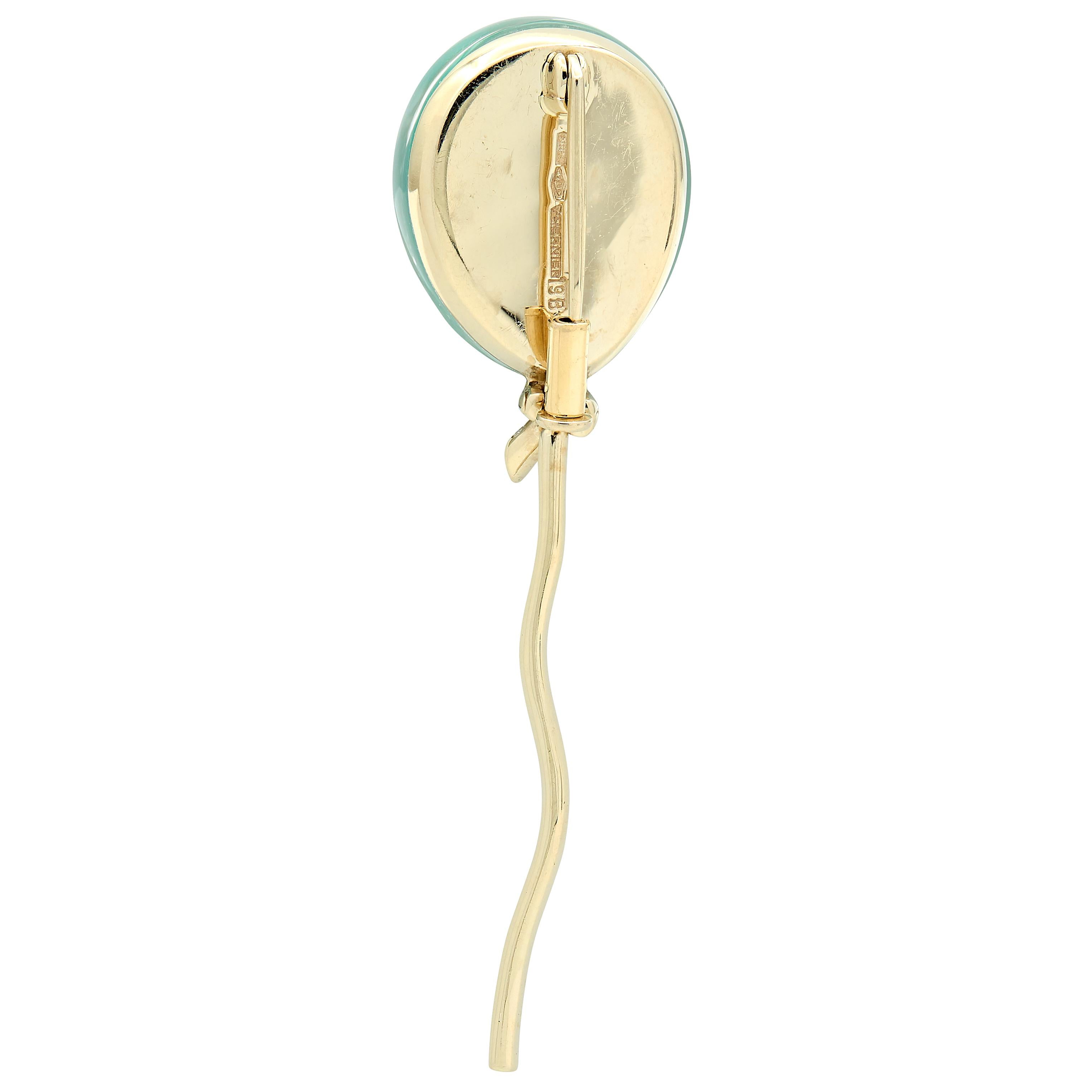 Vhernier Diamond Quartz Mother-of-Pearl 18K Gold Balloon Palloncino Brooch