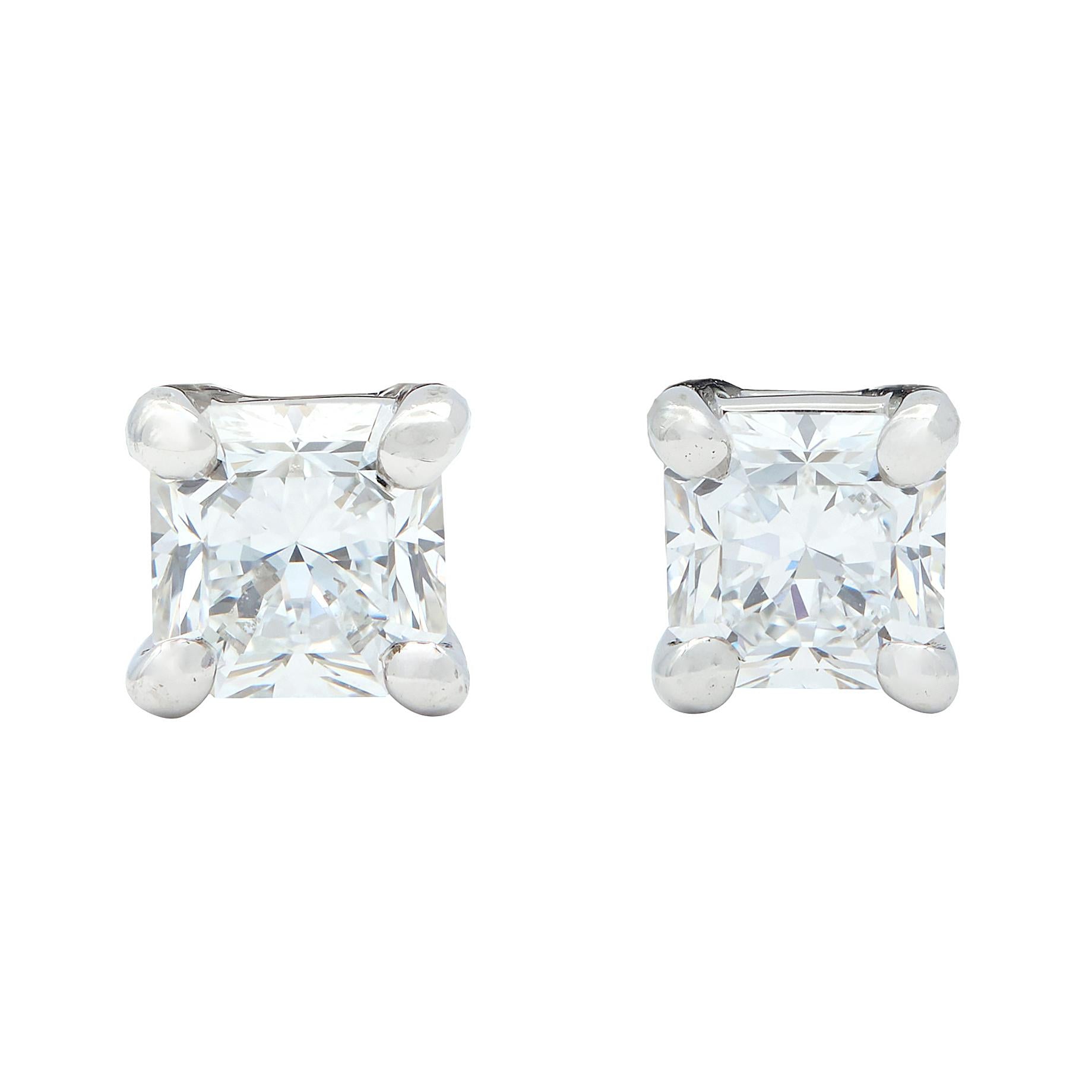 Tiffany & Co. 2000's Lucida Diamond Platinum Stud Earrings