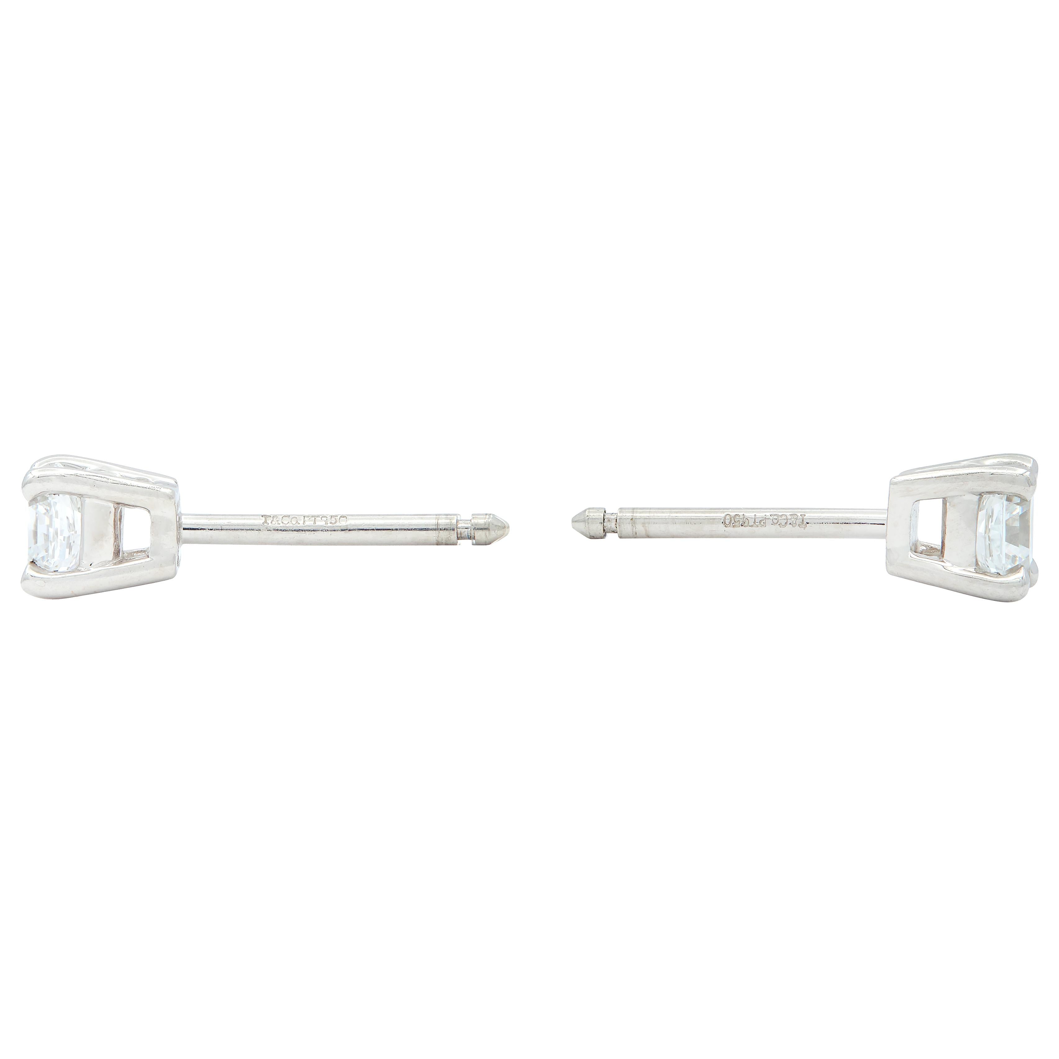 Tiffany & Co. 2000's Lucida Diamond Platinum Stud Earrings