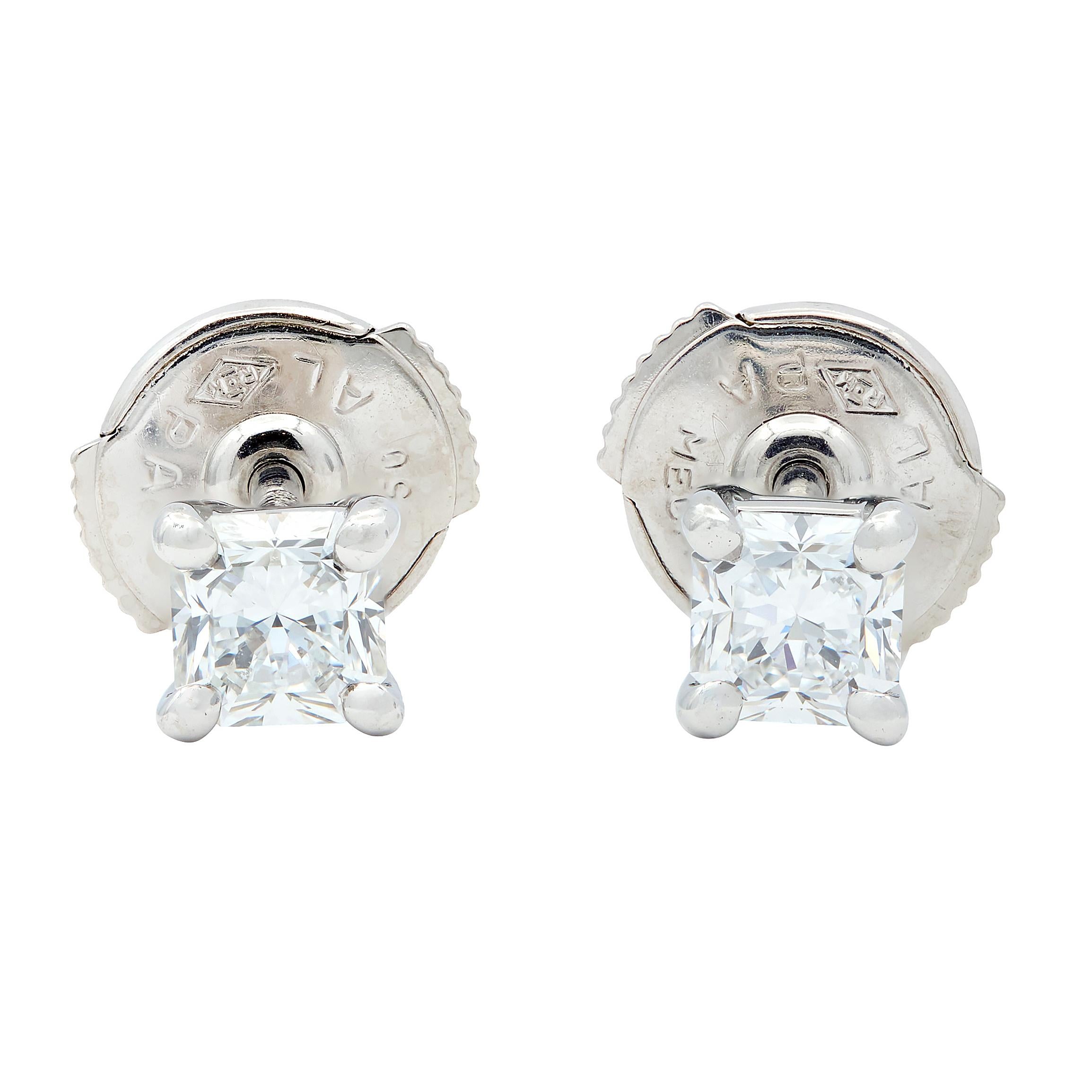 Tiffany & Co. 2000's Lucida Diamond Platinum Stud Earrings