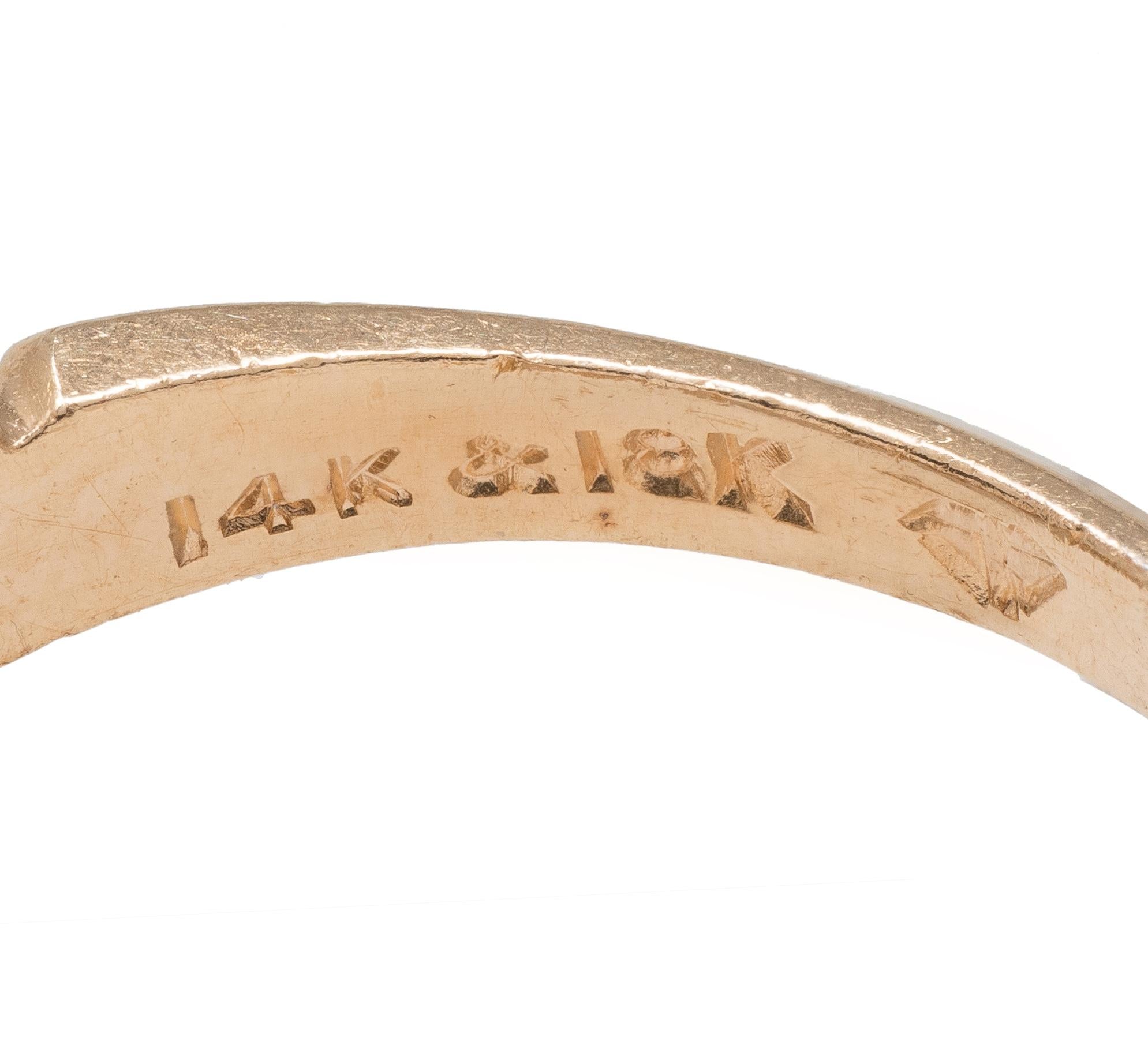 Retro 0.28 CTW Diamond 18 Karat Two-Tone Gold Fanning Vintage Engagement Ring