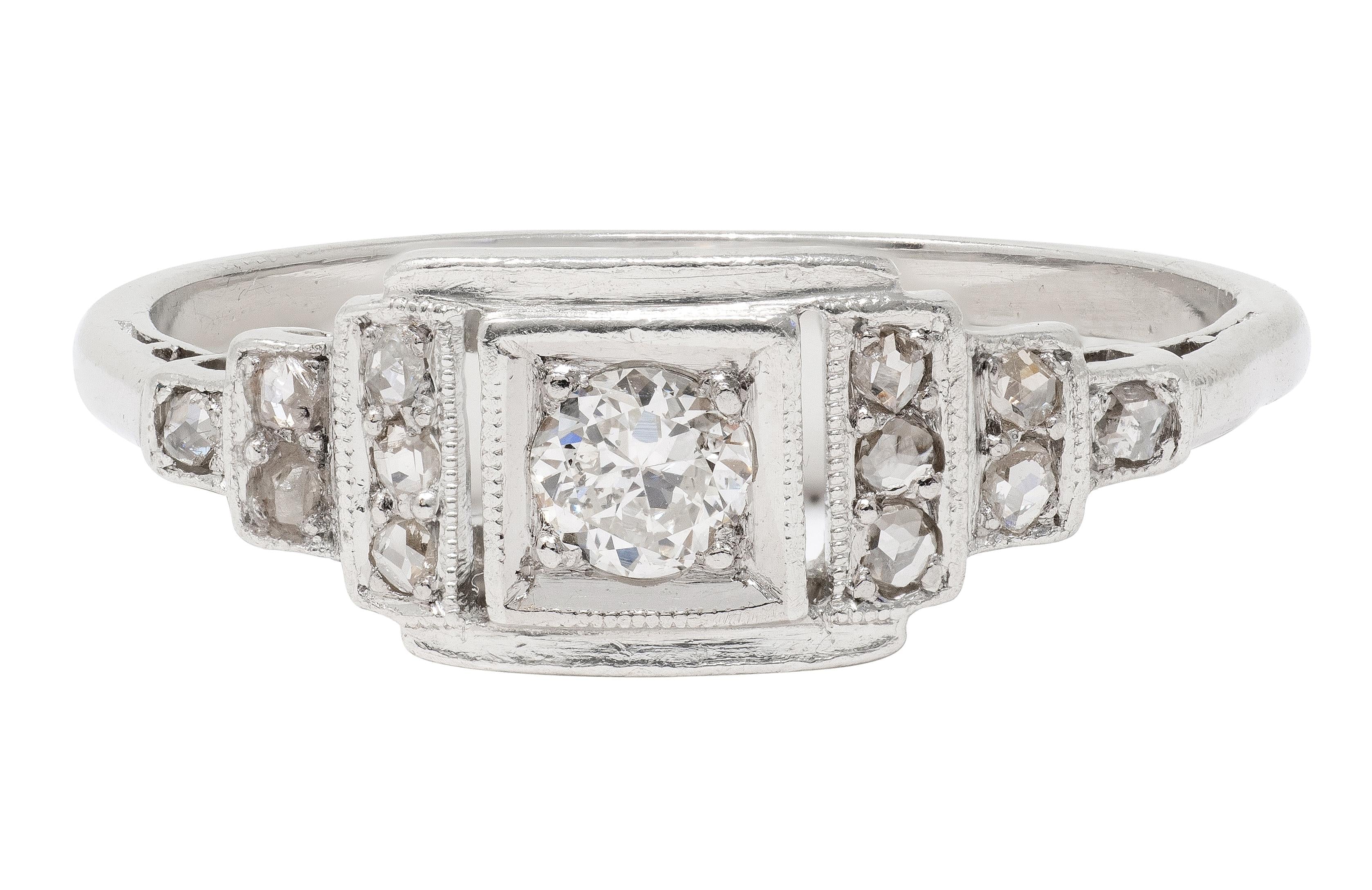 Art Deco 0.36 CTW Diamond Platinum Vintage Stepped Engagement Ring
