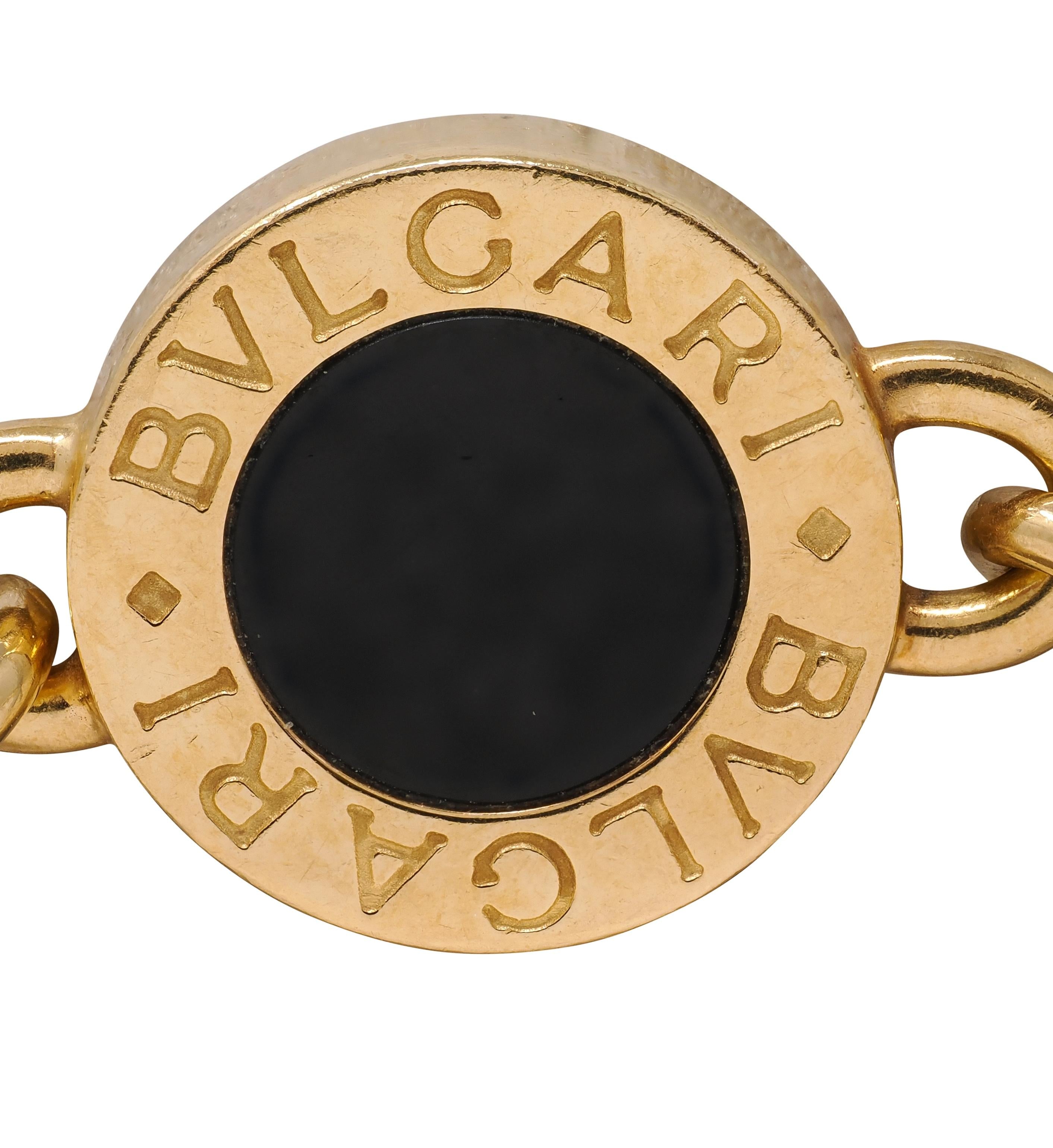 Bulgari 2000's Onyx 18 Karat Yellow Gold Station Necklace