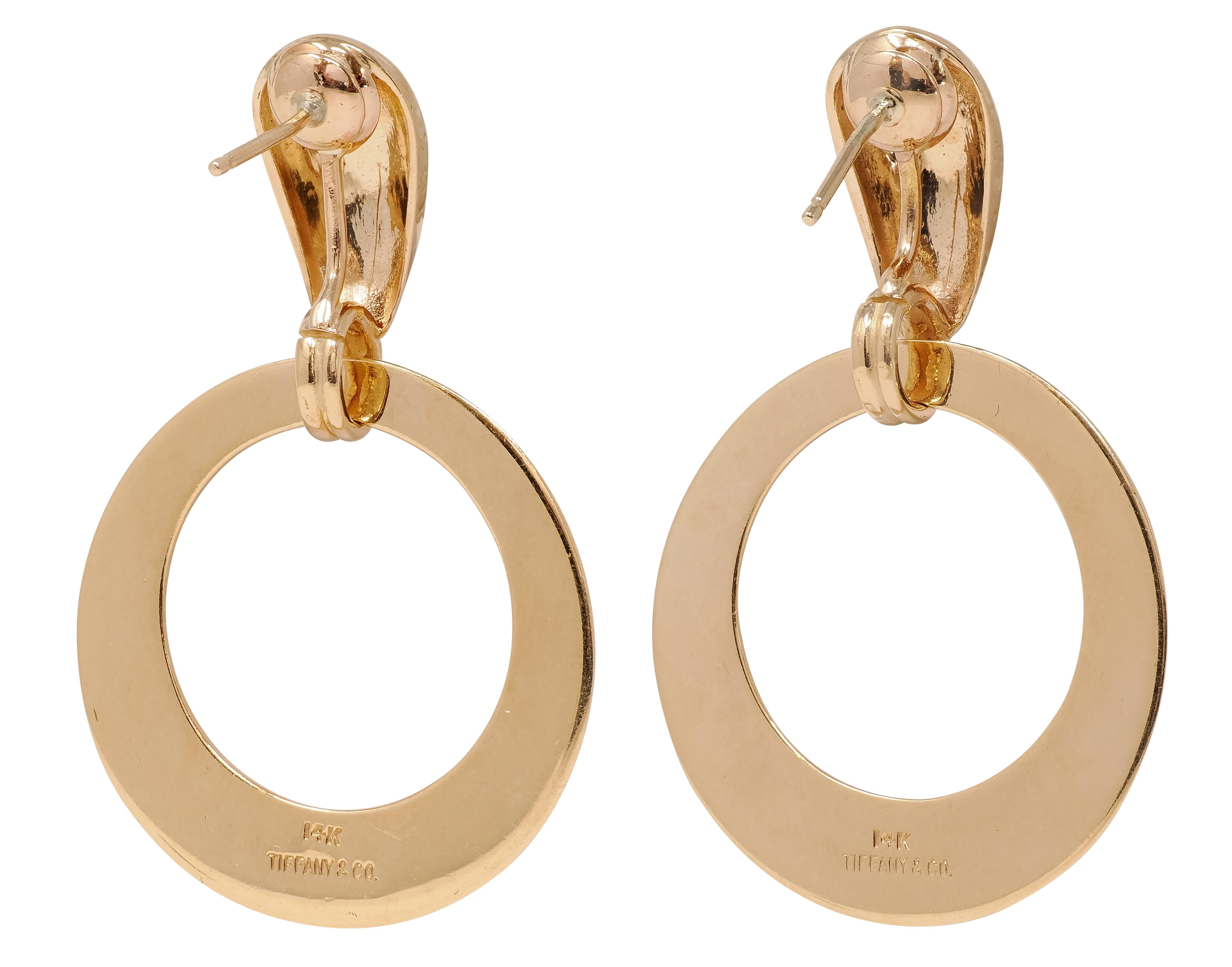 Tiffany & Co. 1960's 14K Yellow Gold Vintage Door Knocker Drop Earrings