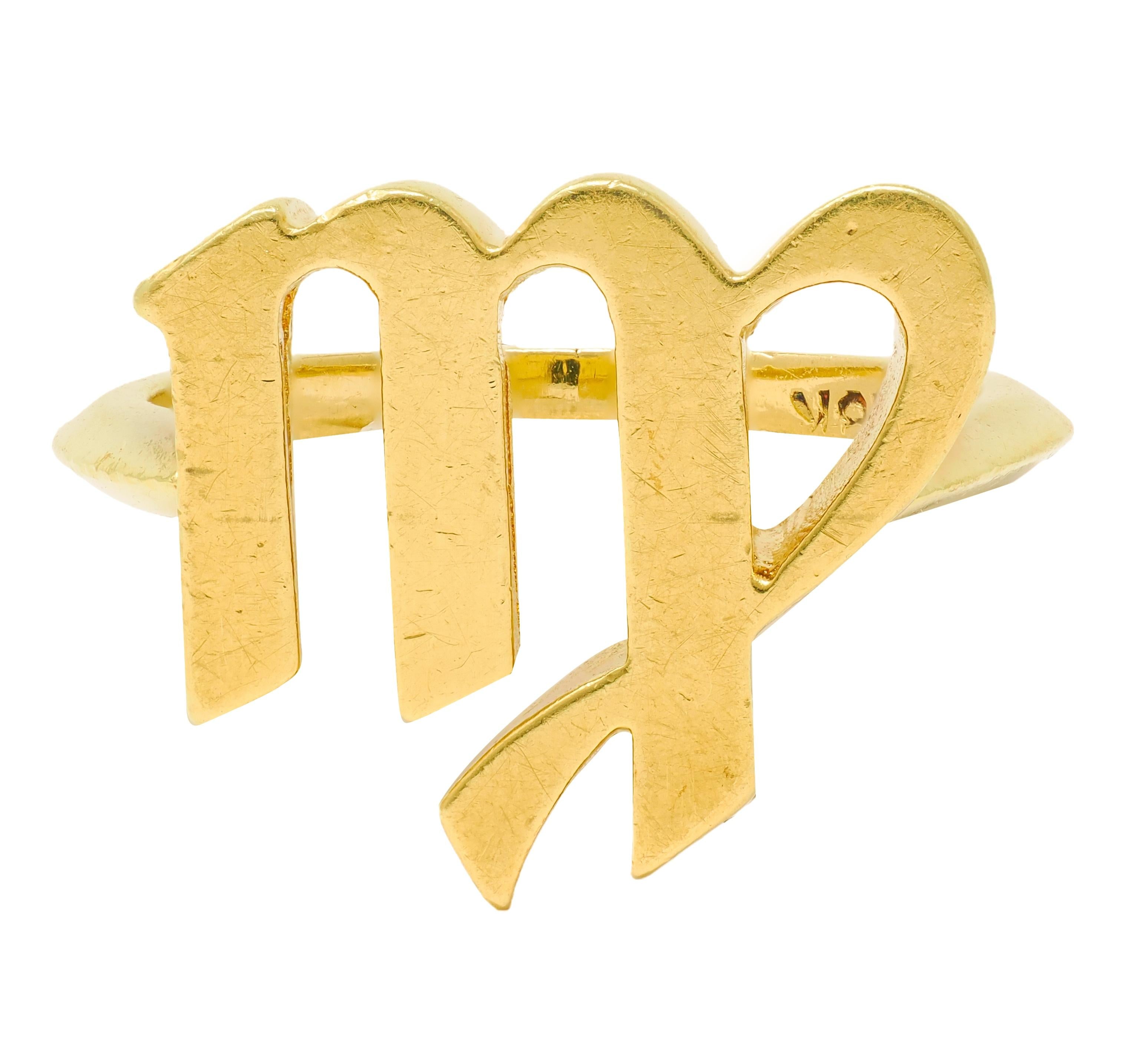 Cartier 1970's 18 Karat Yellow Gold Vintage Virgo Zodiac Ring