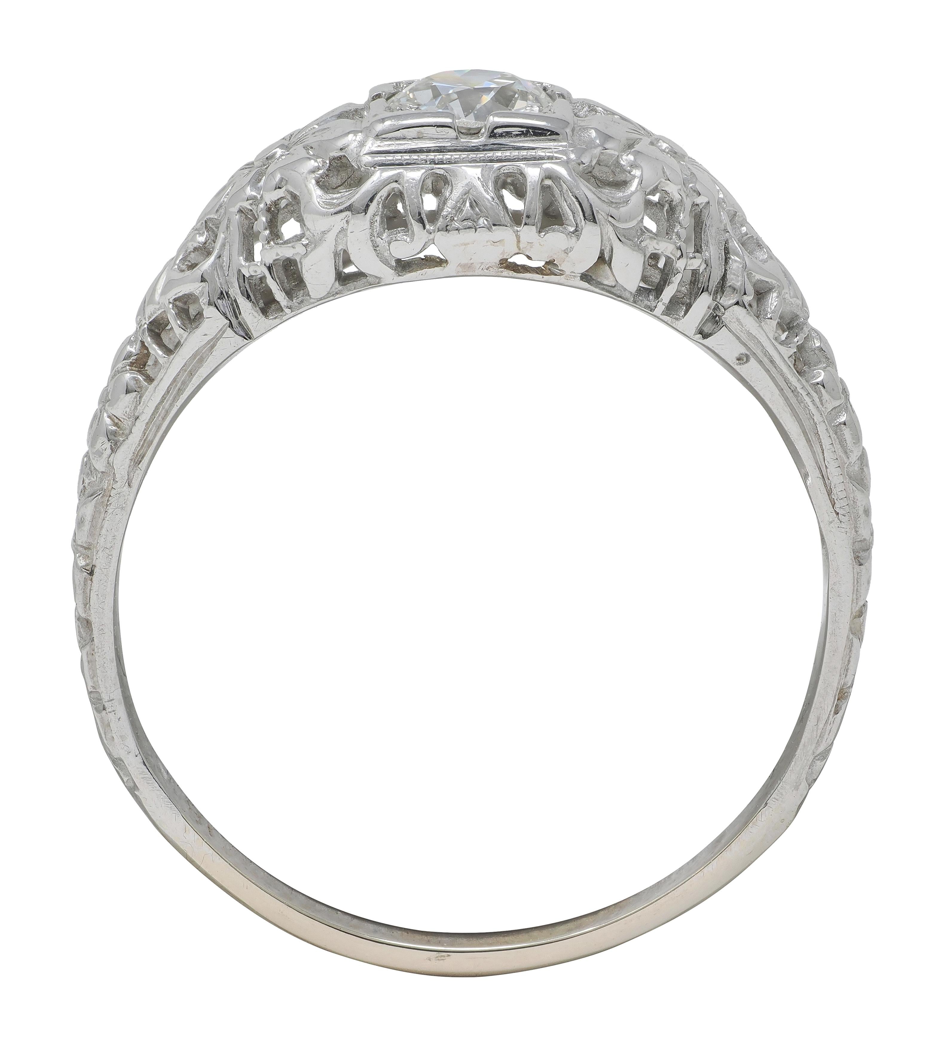 Art Deco Old European Diamond 18K Gold Orange Blossom Vintage Engagement Ring