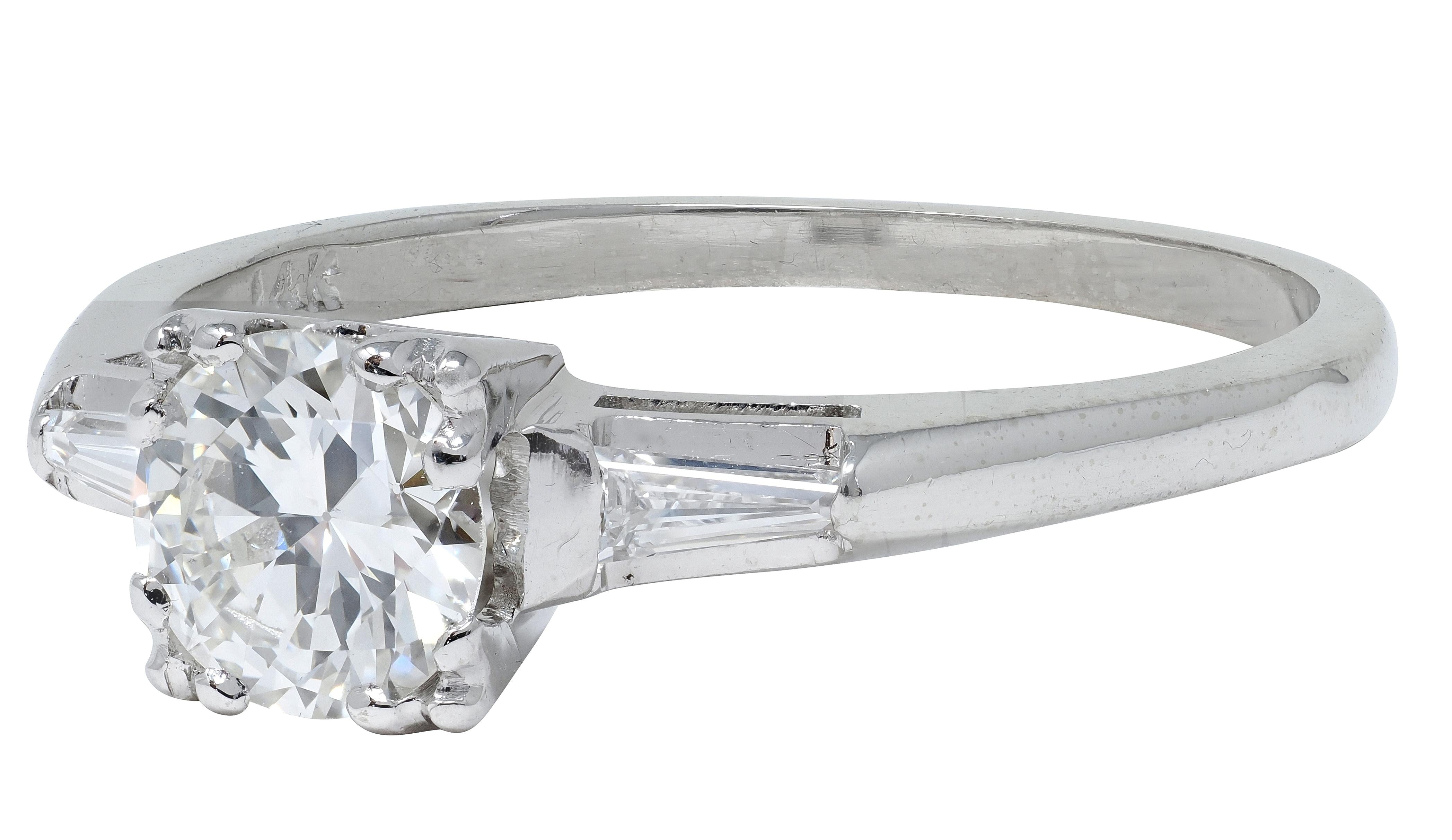Mid-Century 0.76 CTW Transitional Cut Diamond 14K Gold Vintage Engagement Ring