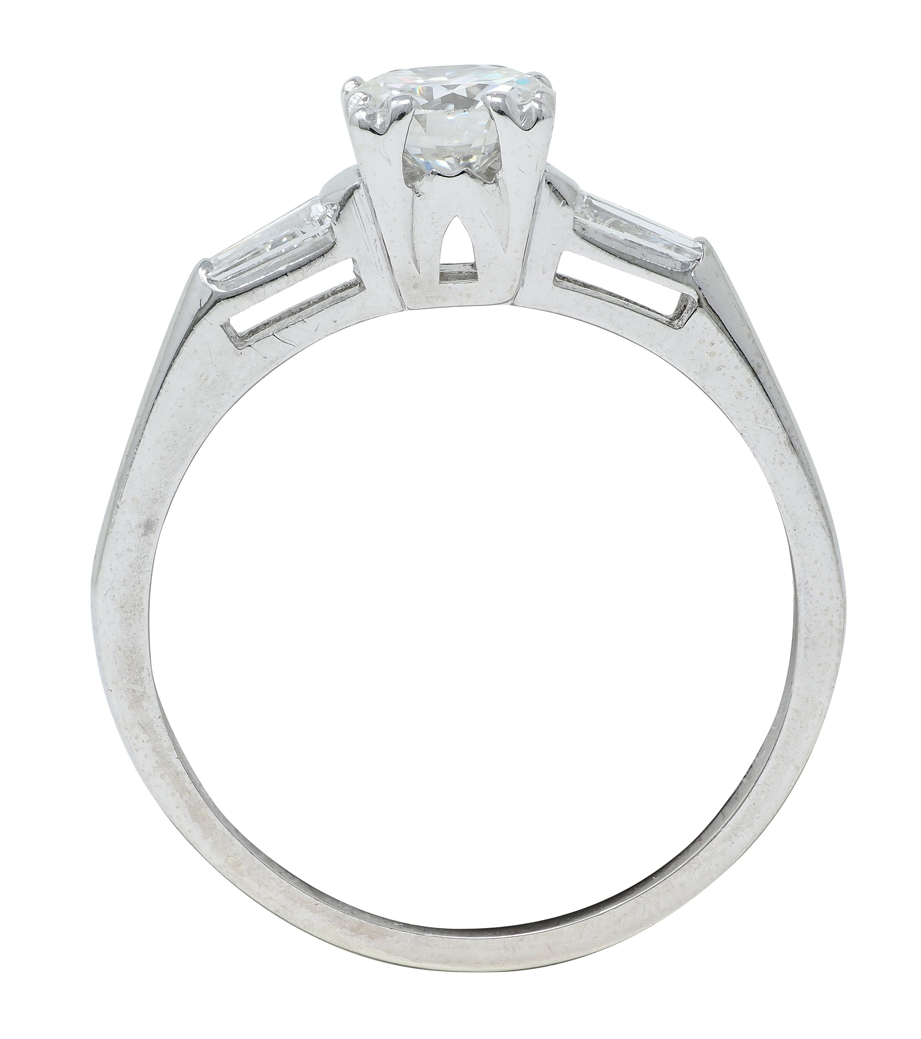 Mid-Century 0.76 CTW Transitional Cut Diamond 14K Gold Vintage Engagement Ring