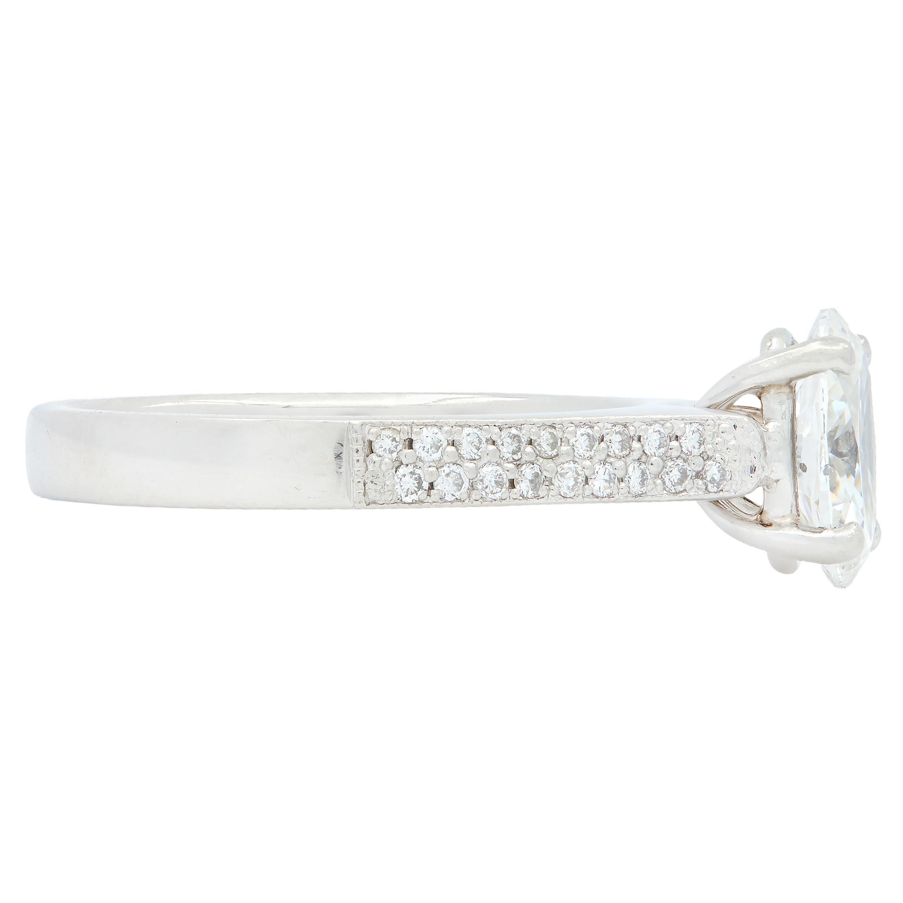 Contemporary Oval Cut 1.26 CTW Diamond Platinum Pavé Engagement Ring GIA