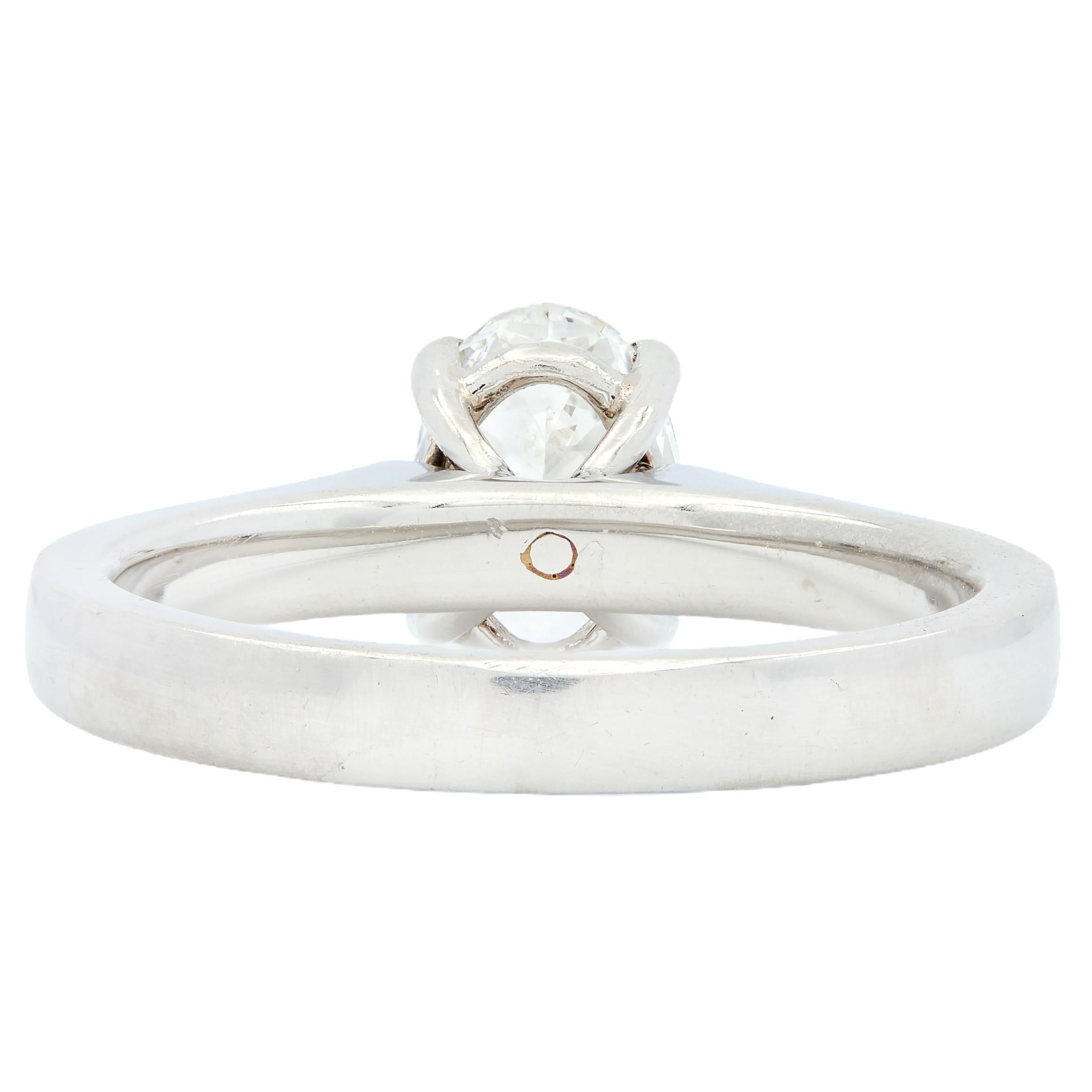 Contemporary Oval Cut 1.26 CTW Diamond Platinum Pavé Engagement Ring GIA