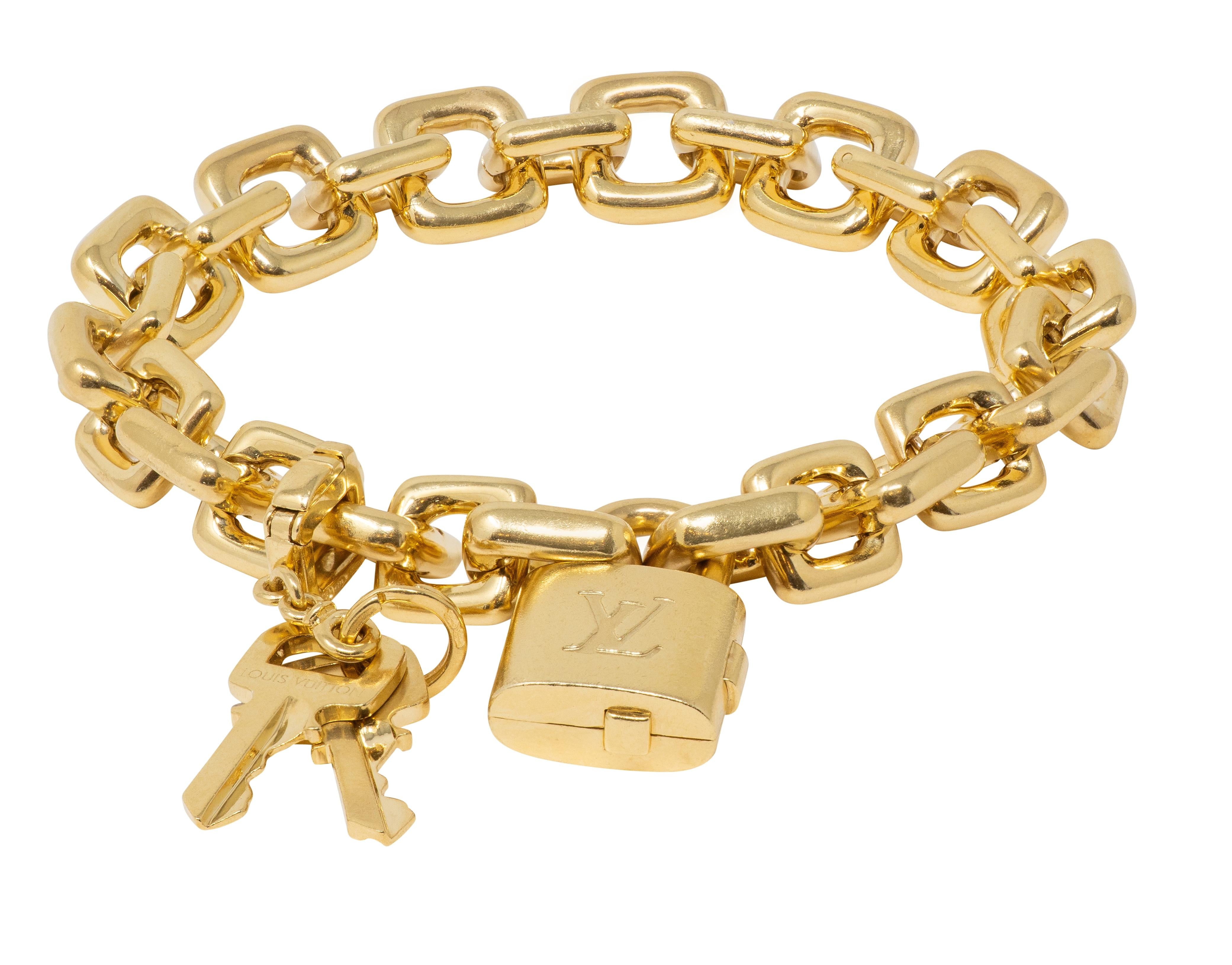 Louis Vuitton Paris Contemporary 18 Karat Yellow Gold Lock & Key Link Bracelet