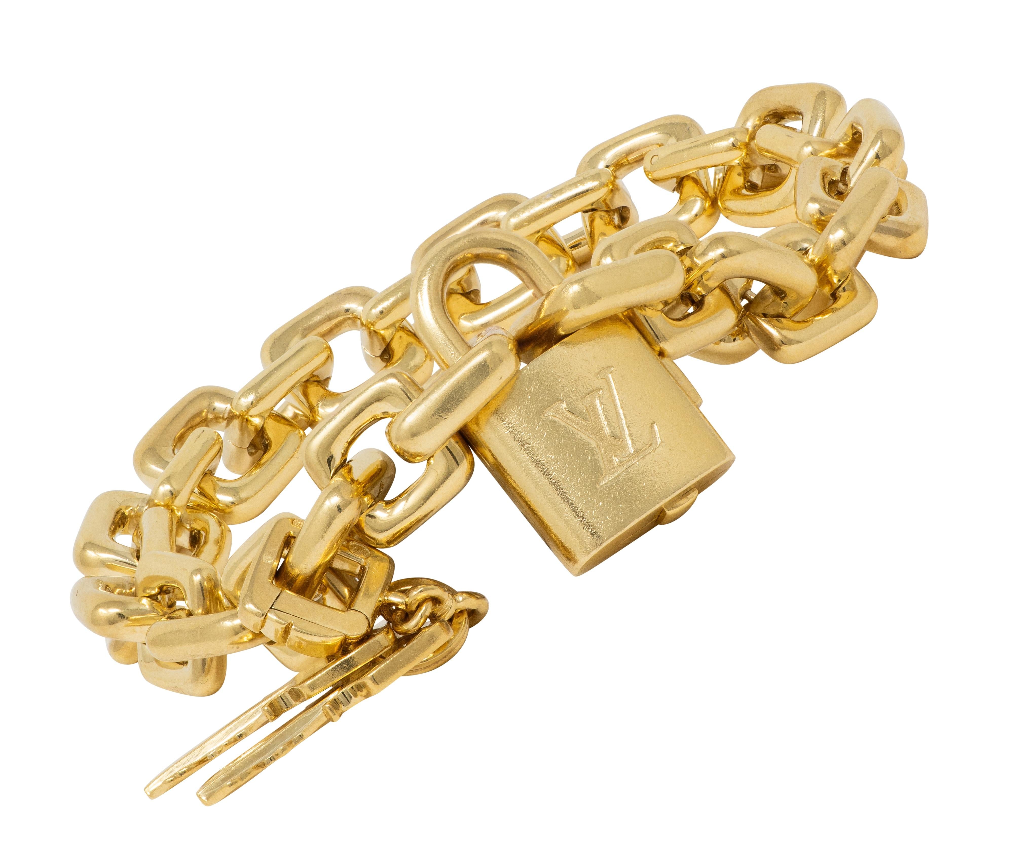 Louis Vuitton Paris Contemporary 18 Karat Yellow Gold Lock & Key Link Bracelet