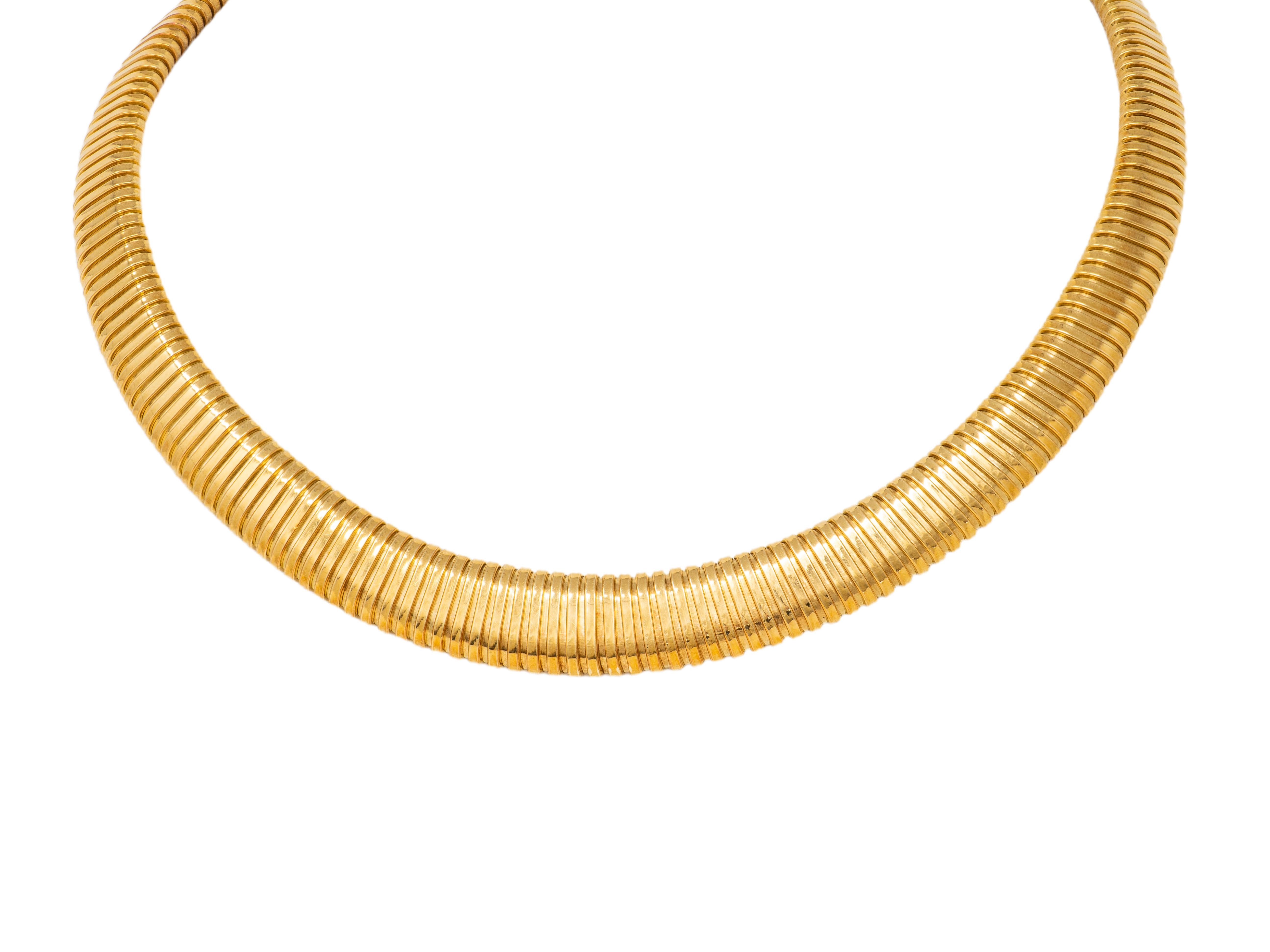 Cartier 1980's 18 Karat Yellow Gold Vintage Graduated Tubogas Collar Necklace