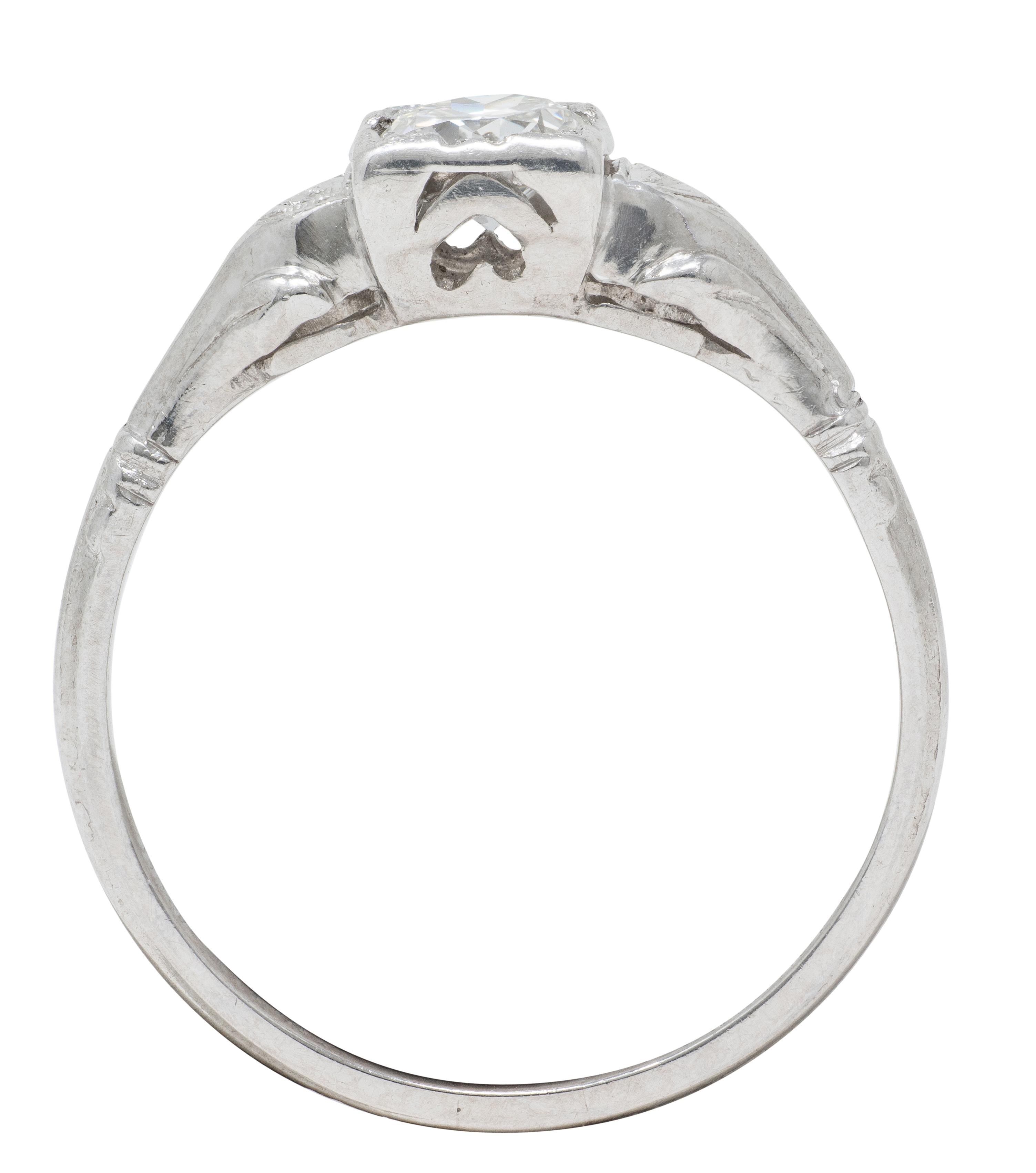 Art Deco Byard Brogan 0.36 CTW Diamond Platinum Square Form Engagement Ring