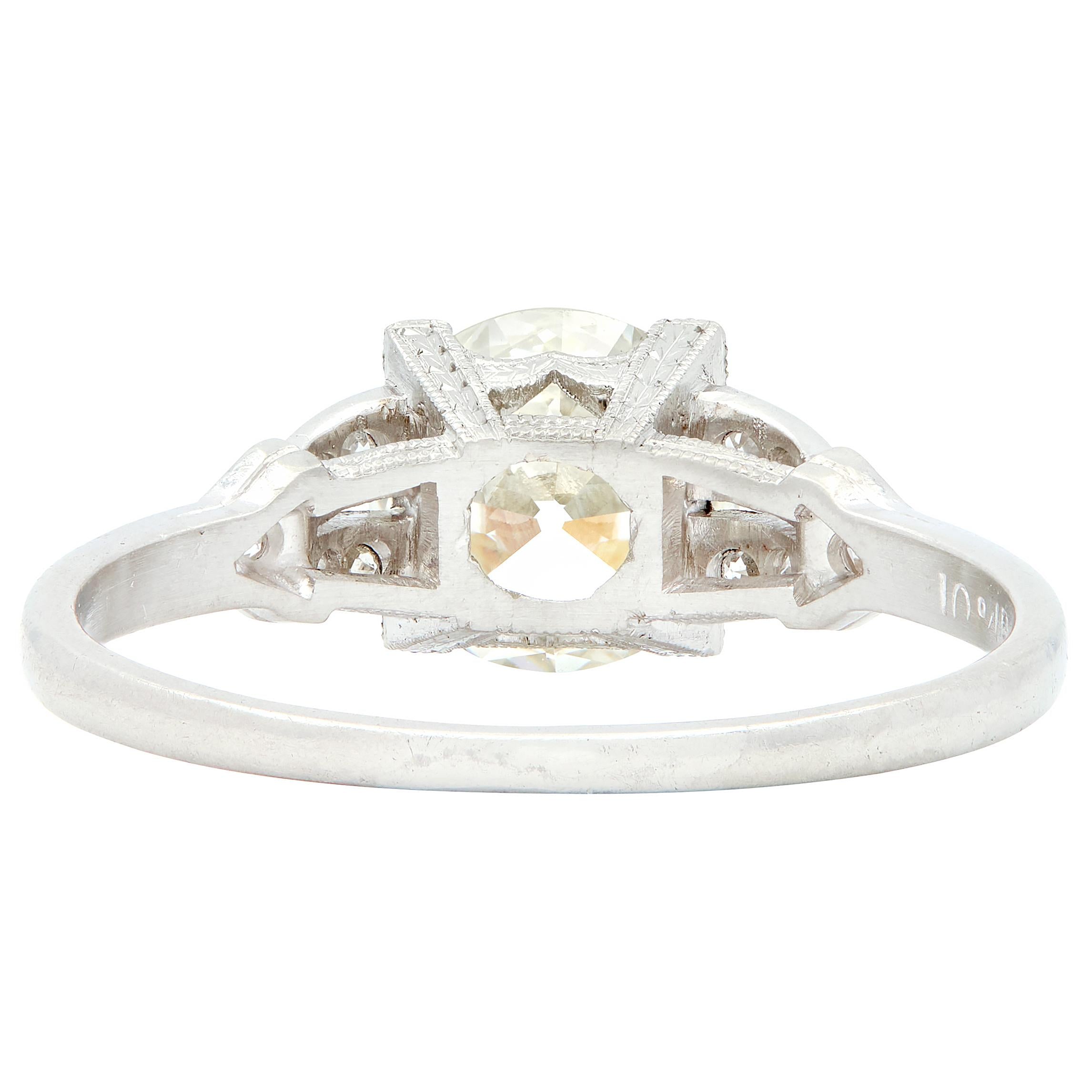 Art Deco 1.25 Center Old European Diamond Ribbon Vintage Engagement Ring